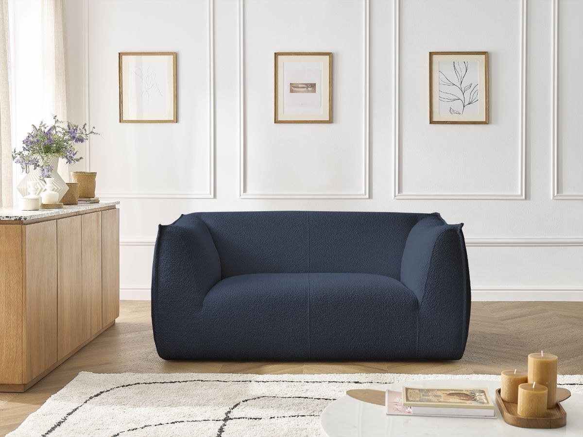 Bobochic Giorgia Sofa 2-Sitzer Bouclé-Stoff Dunkelblau