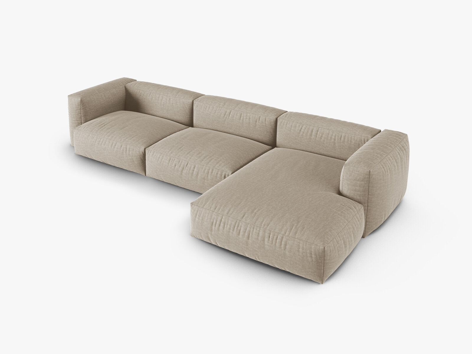Micadoni Ecksofa Martina 3-Sitzer 90cm Sitztiefe Rechts Strukturierter Stoff Boston Helles Beige