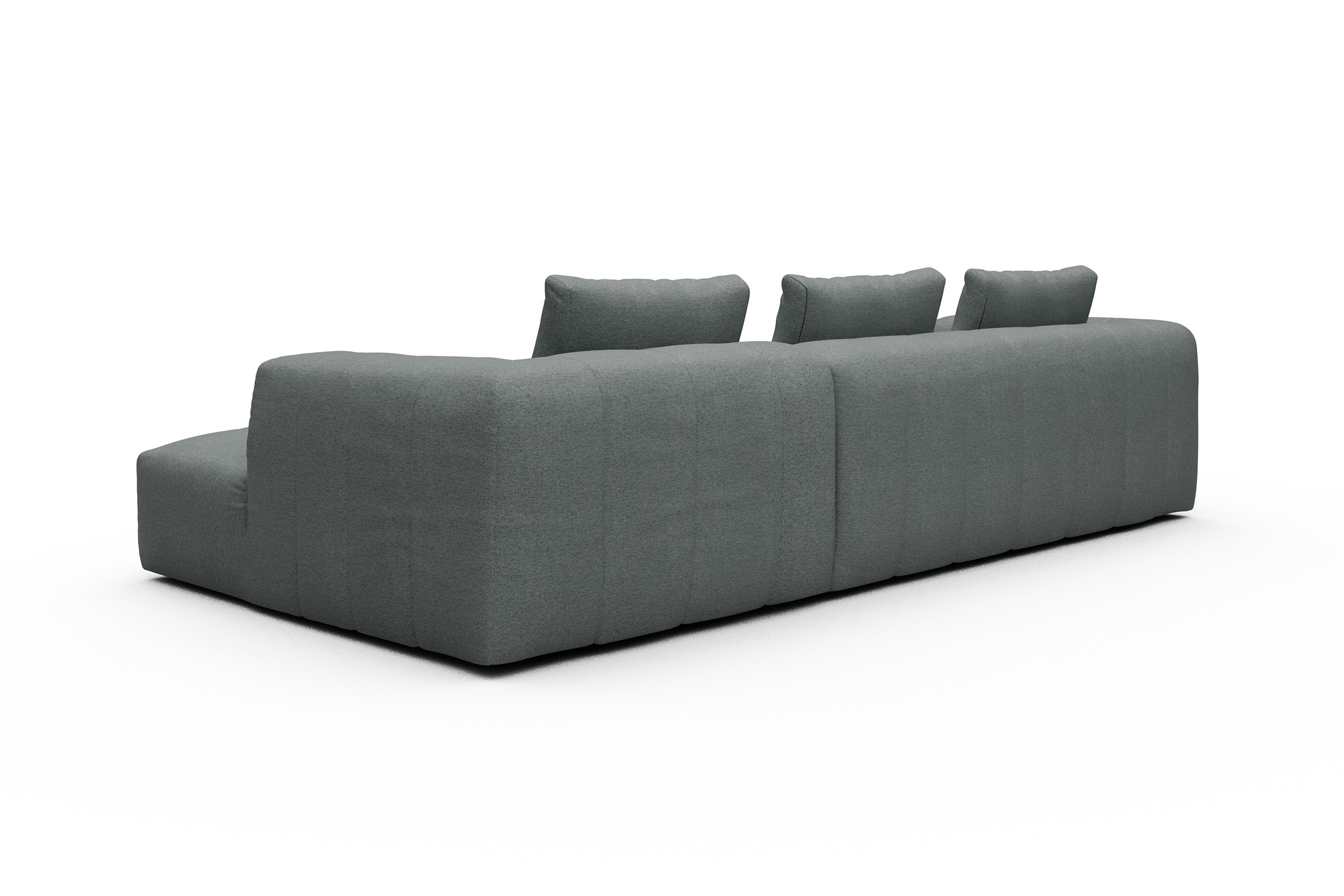 Ecksofa Hugo 2,5-Sitzer Armlehne links mit Chaiselongue Denari-Soft-Grey