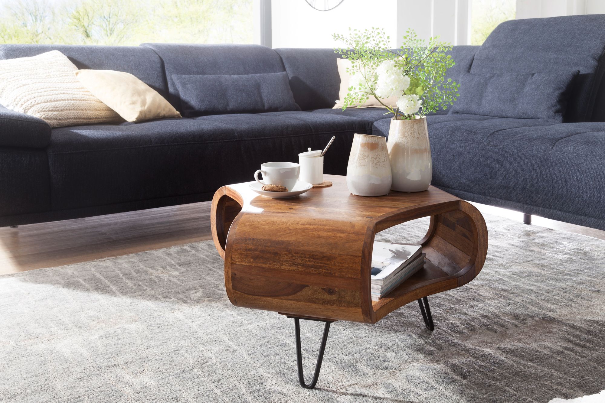 Couchtisch Trysil Massivholz Dunkelbraun 55 × 55 × 38 cm