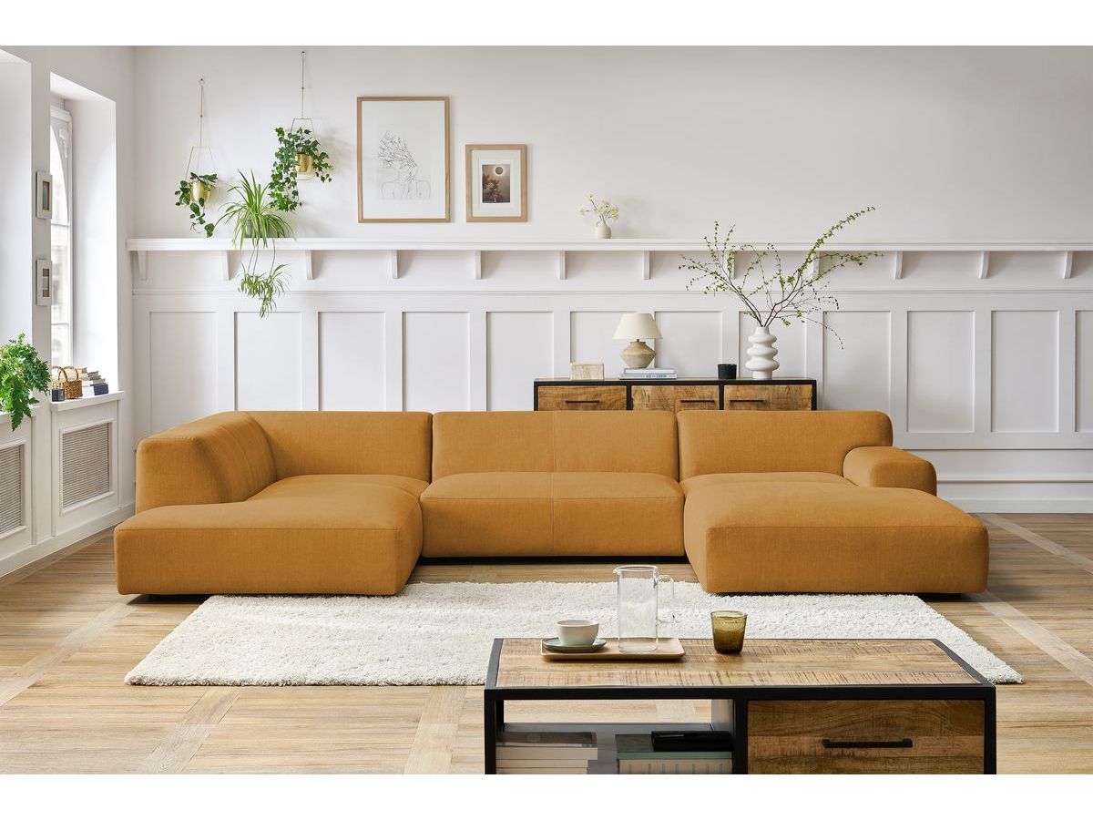 Bobochic Lavena Wohnlandschaft 359 × 220 cm Samt Gelb Ecke rechts