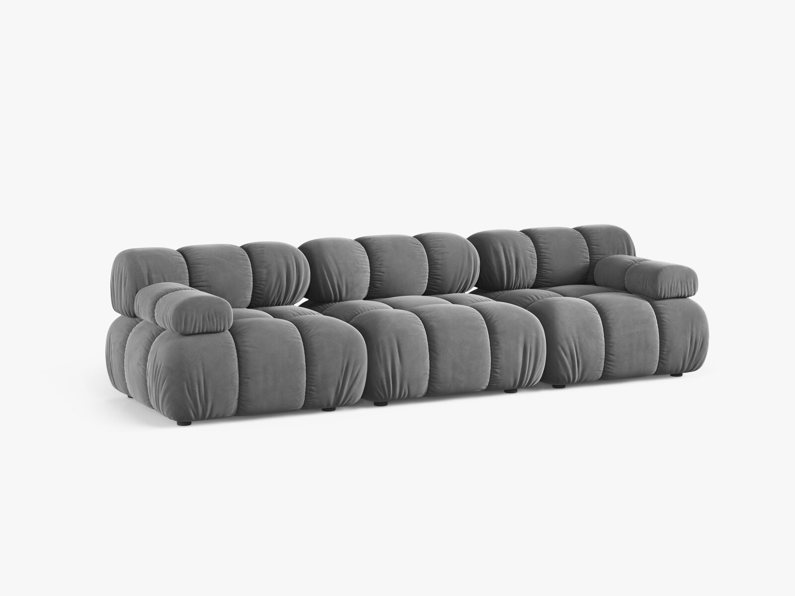Micadoni Modulares Sofa Bellis 3-Sitzer Samt Venus Hellgrau
