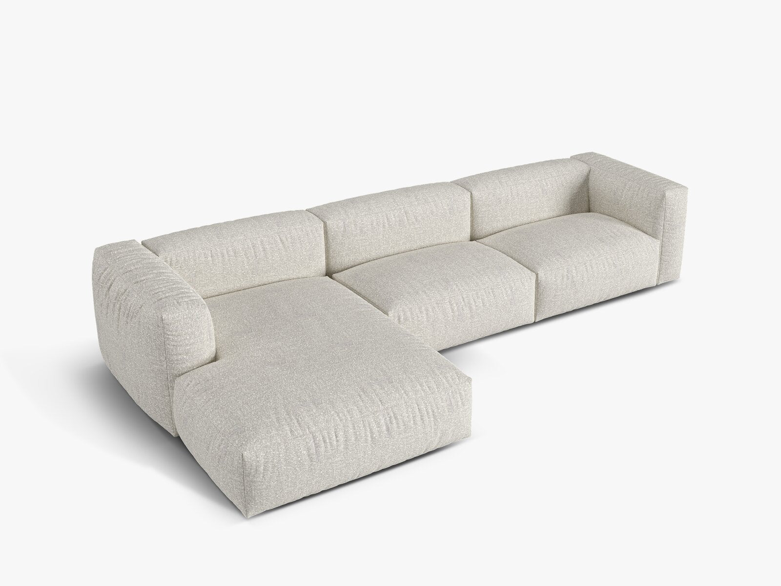 Micadoni Ecksofa Martina 3-Sitzer Links Boucle Monet Grau Beige Melange