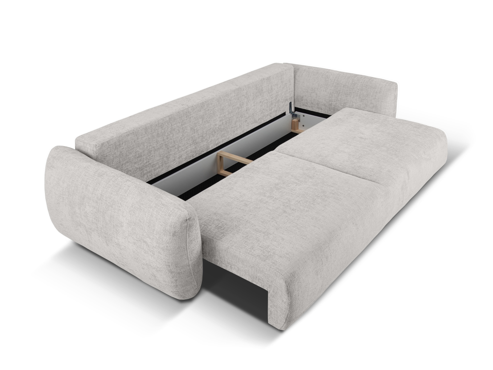 Cosmopolitan Design Schlafsofa Matera 3-Sitzer mit Bettkasten Chenille Eden Silber