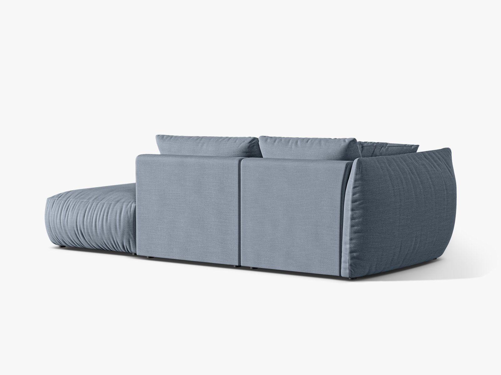Micadoni Modulares Sofa Chris 3-Sitzer Rechts Strukturierter Stoff Gedämpftes Blau
