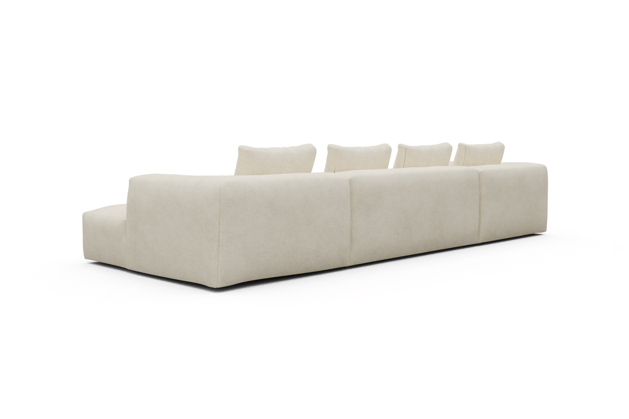 Wohnlandschaft Fred Relax-Ecke links mit 2-Sitzer und Chaiselongue rechts Boucle-Off-White