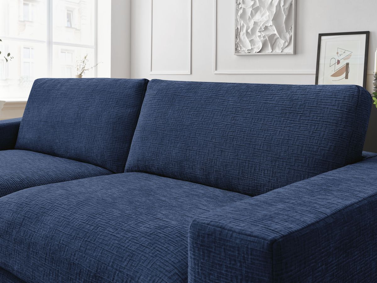 Bobochic Leonard Ecksofa 234 × 159 cm Strukturstoff Dunkelblau Ecke links