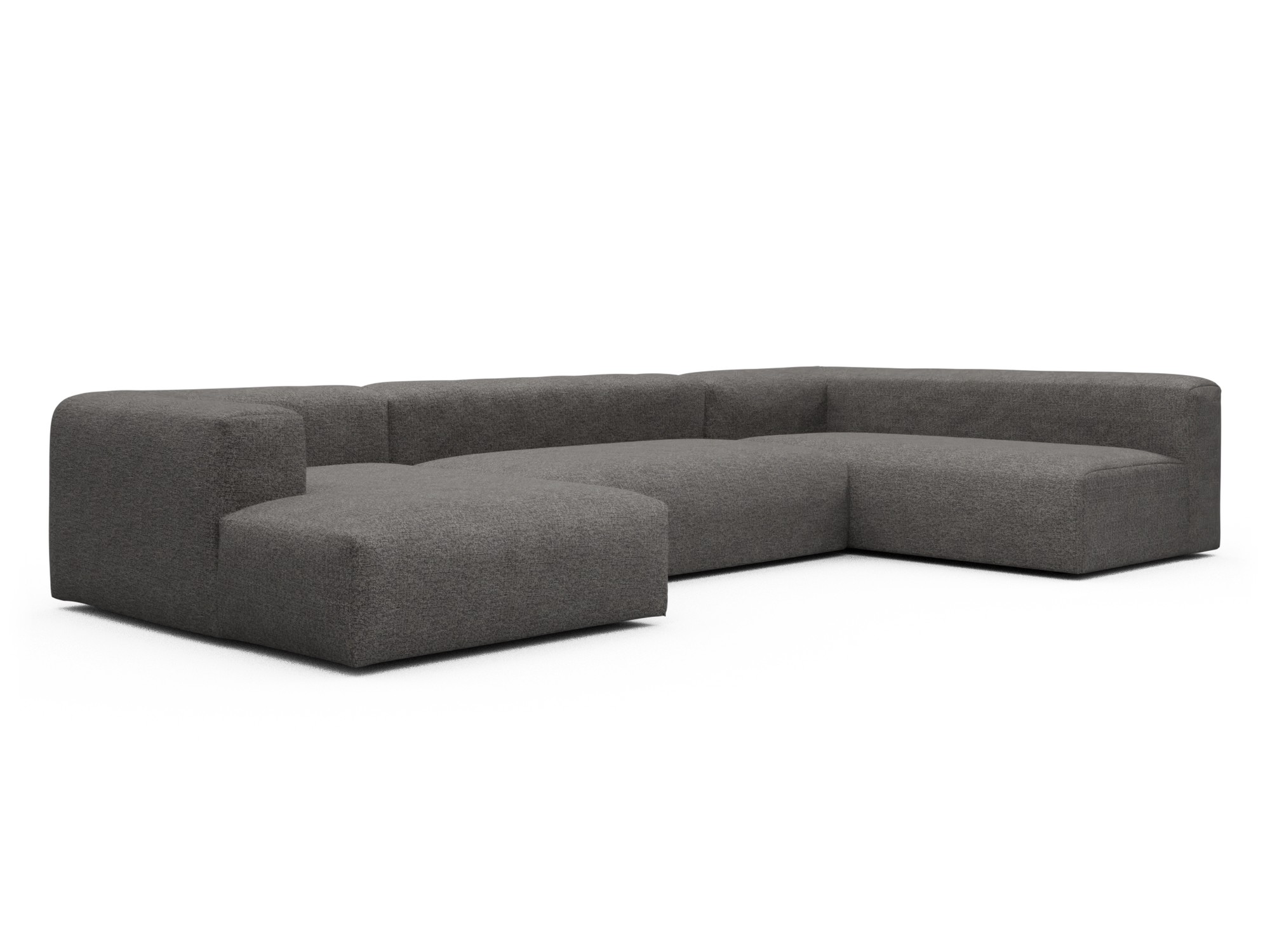 Skandi Home Wohnlandschaft Fred Chaiselongue links mit 2-Sitzer und lange Armlehne rechts Carreno-Salt-and-Pepper moebelfaktor