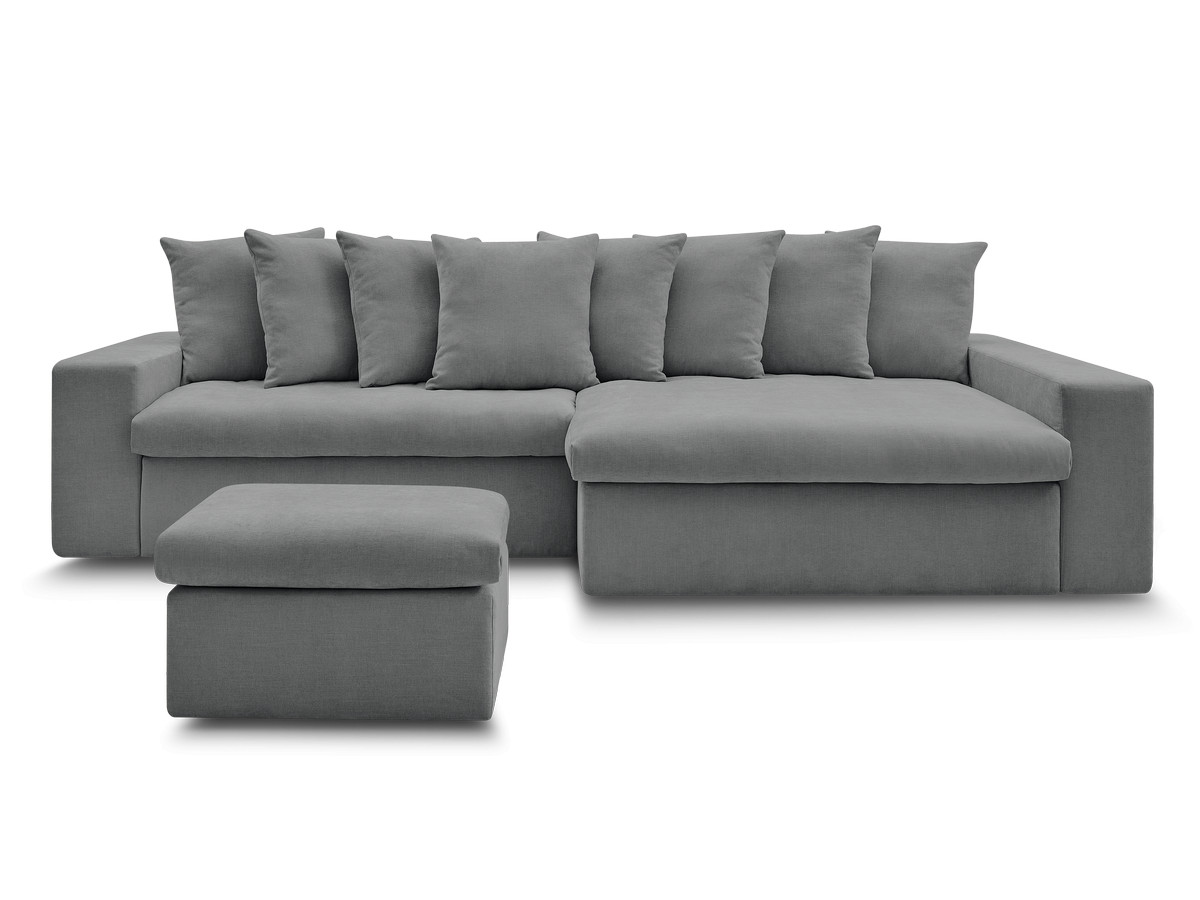 Bobochic Enore Ecksofa mit Pouf Stoff Dunkelgrau Ecke rechts
