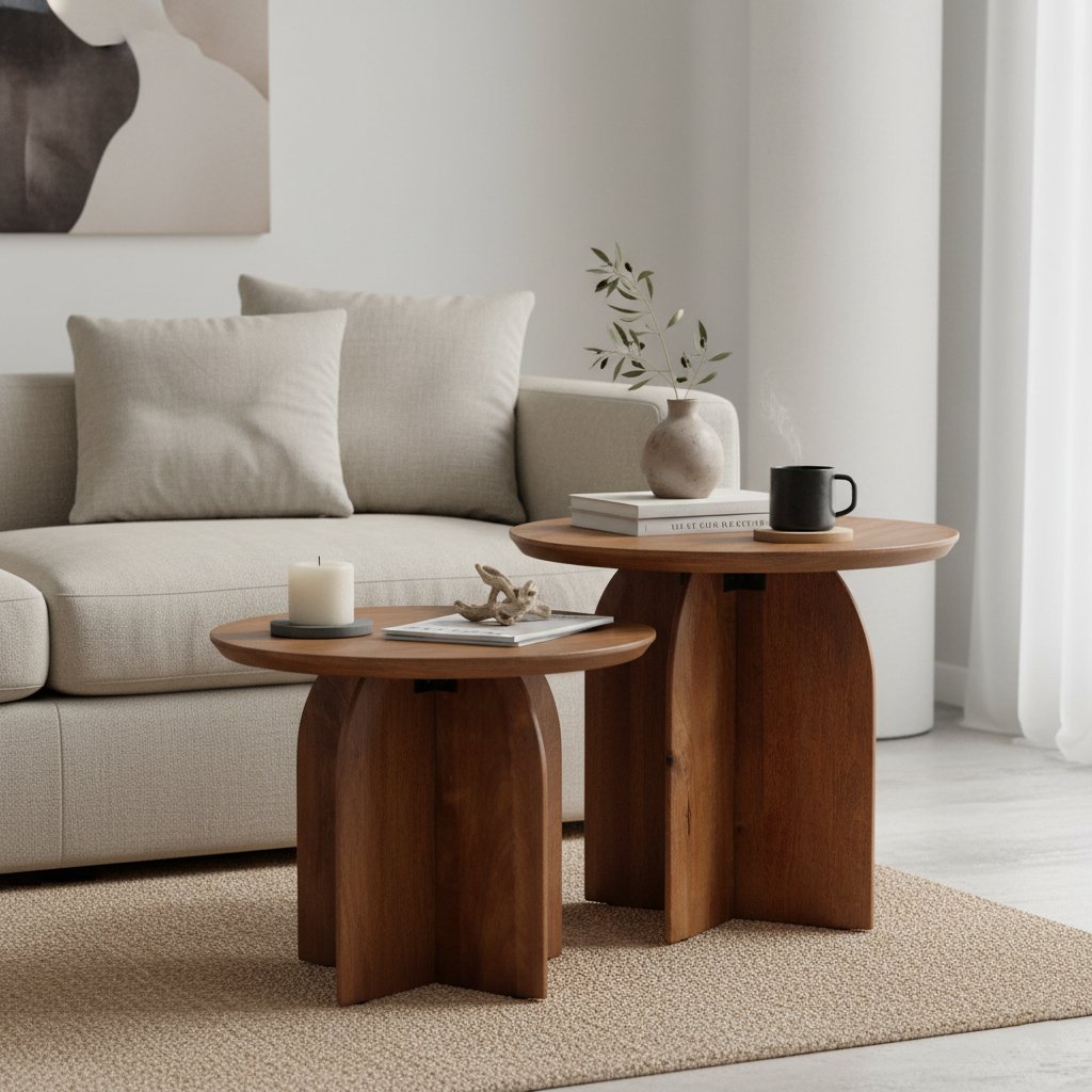 Raw Materials Bullnose Beistelltisch aus Mangoholz Cross Ø 50cm