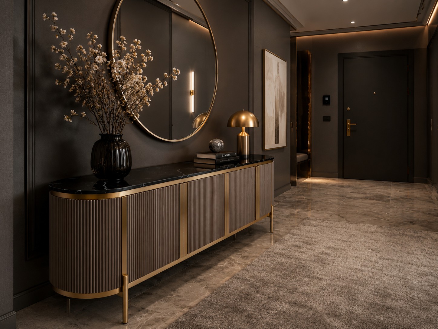 Livin Hill TV-Kommode Stilig 200 × 40 × 60 cm Schwarz, Platte Marmoroptik