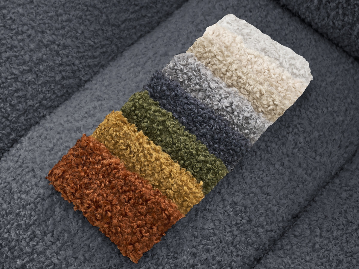 Bobochic Hippolyte Sofa 3-Sitzer Bouclé-Stoff Dunkelgrau