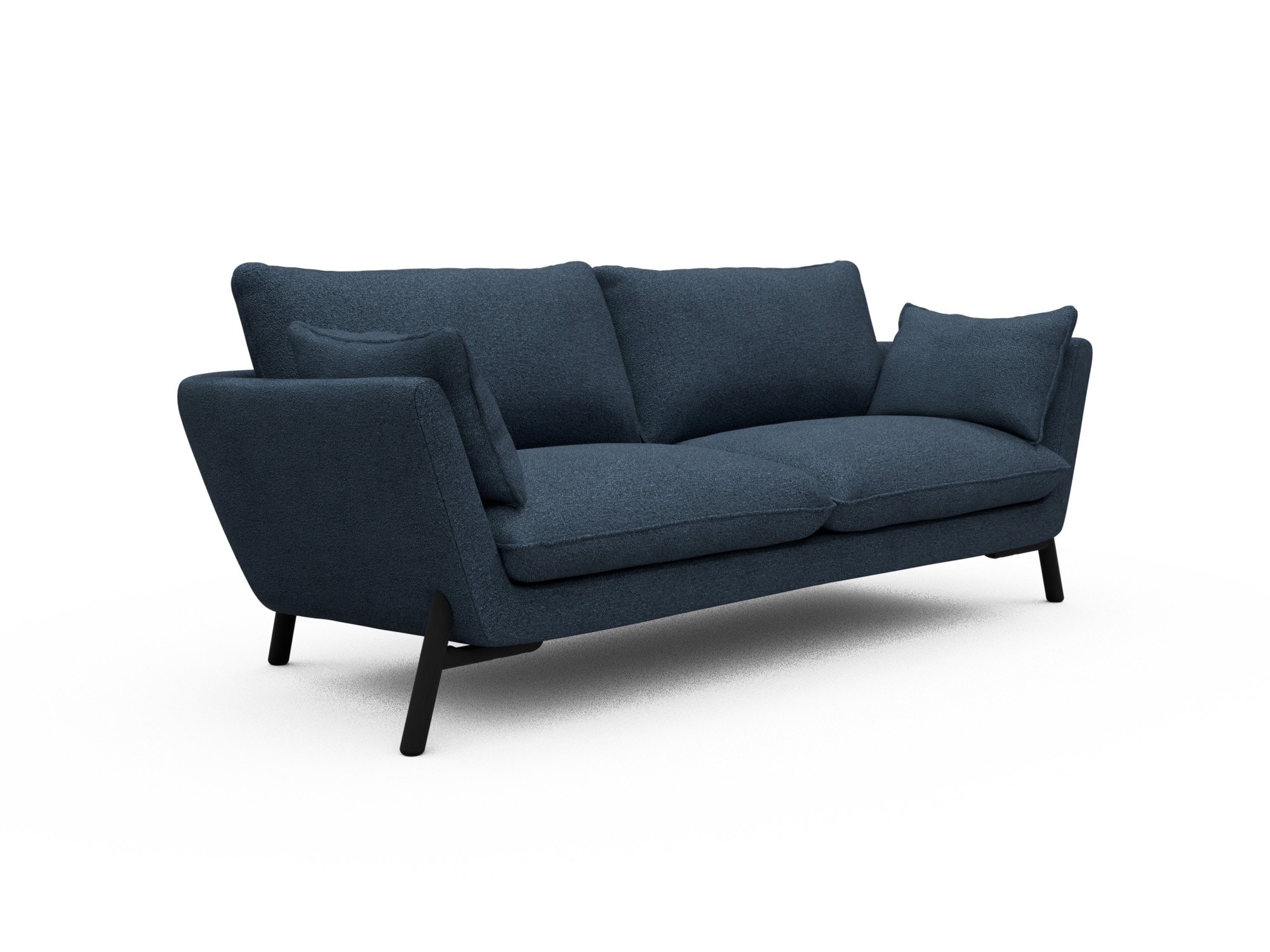 Skandi Home Sofa Emil 3-Sitzer Beinfarbe Eiche Schwarz Boucle-Blue moebelfaktor