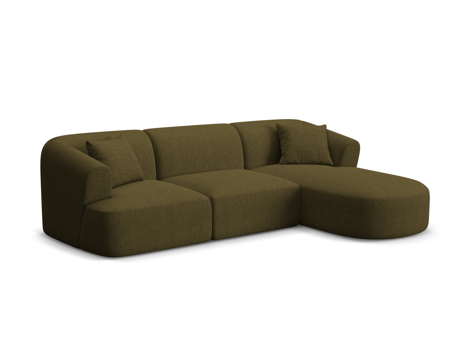 Cosmopolitan Design Ecksofa Campi 4-Sitzer Strukturierter Stoff Moly Grün Rechts