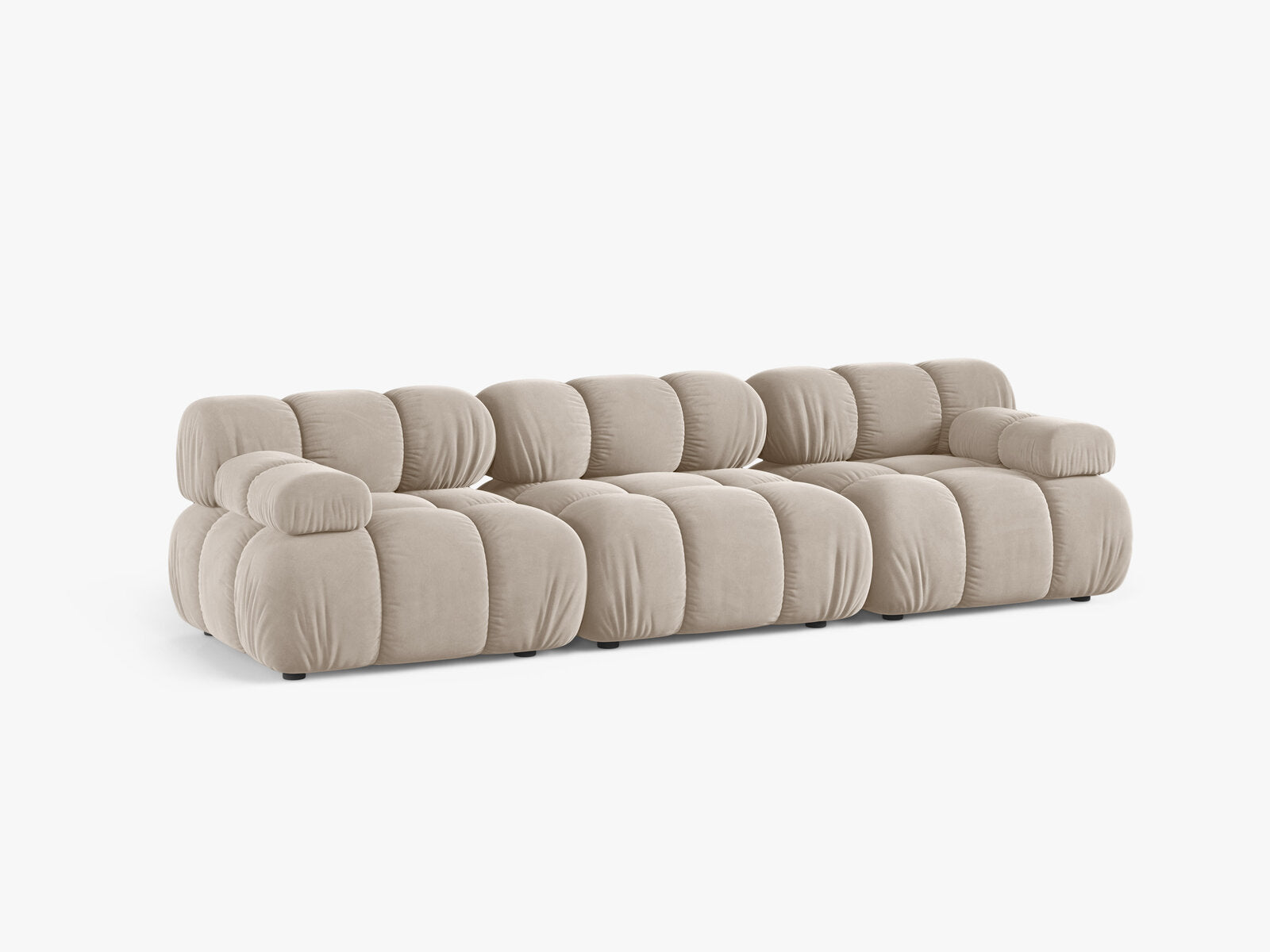 Micadoni Modulares Sofa Bellis 3-Sitzer Samt Bluvel Dunkelbeige
