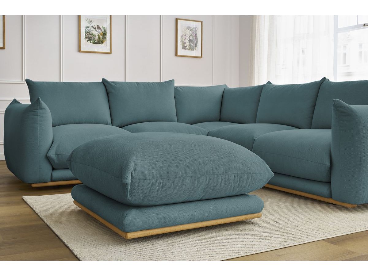 Bobochic Ernest Ecksofa mit Pouf Stoff Dunkelblau