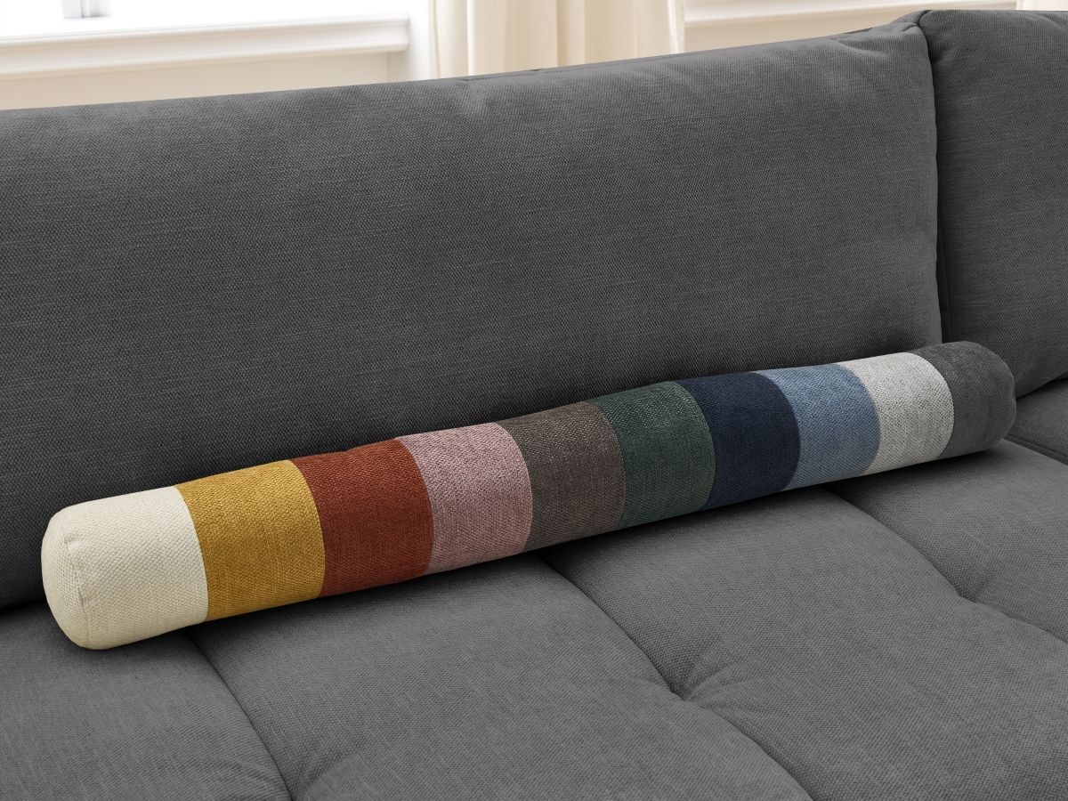 Bobochic Fuji Ecksofa mit Schlaffunktion und Bettkasten 282 × 204 cm Stoff Dunkelgrau Ecke rechts