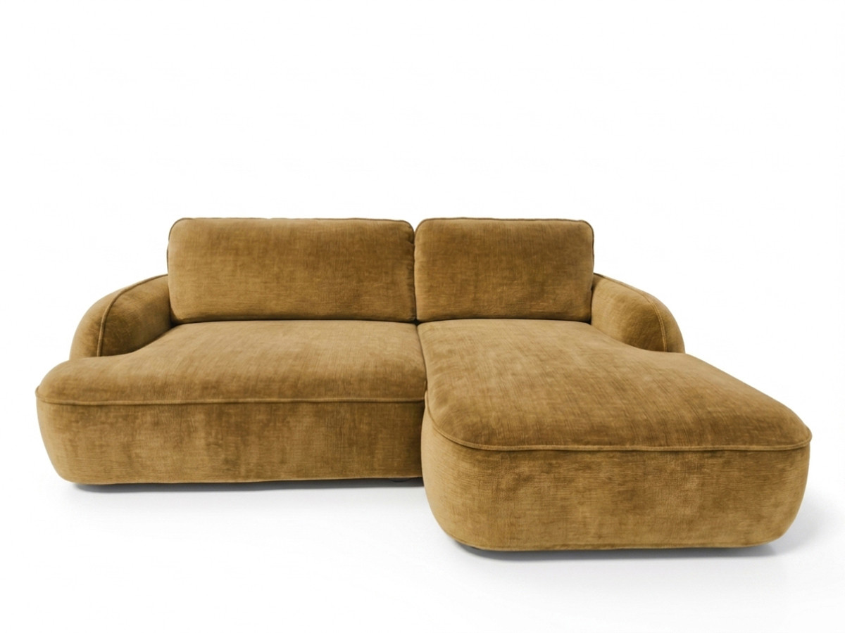 Bobochic Celeste Ecksofa mit Schlaffunktion und Bettkasten Stoff Gelb Ecke rechts