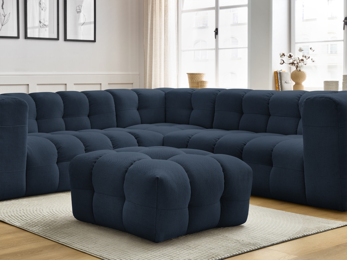 Bobochic Cloud Ecksofa mit Pouf 268 × 110 cm Stoff Dunkelblau