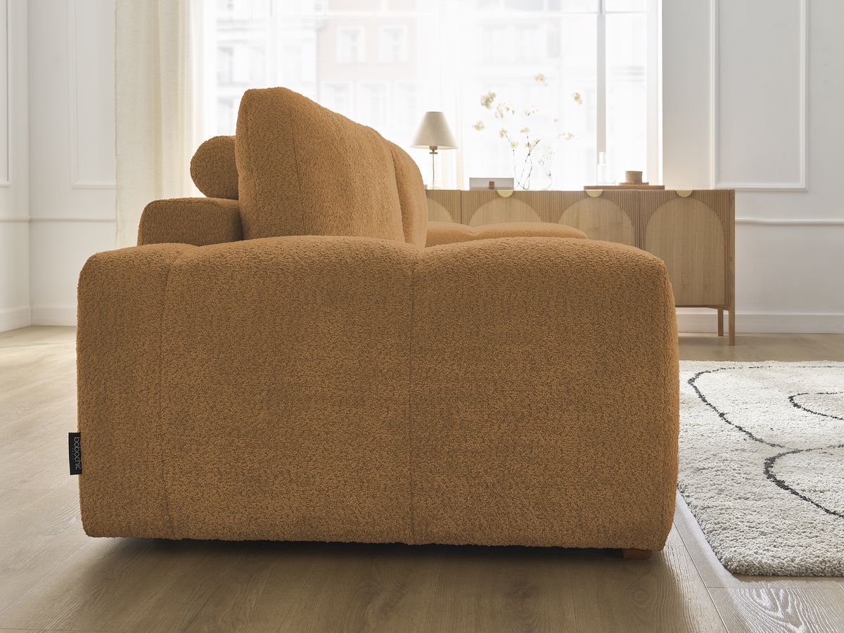 Bobochic Anakin Sofa 3-Sitzer, 2 Kissen Bouclé-Stoff Gelb