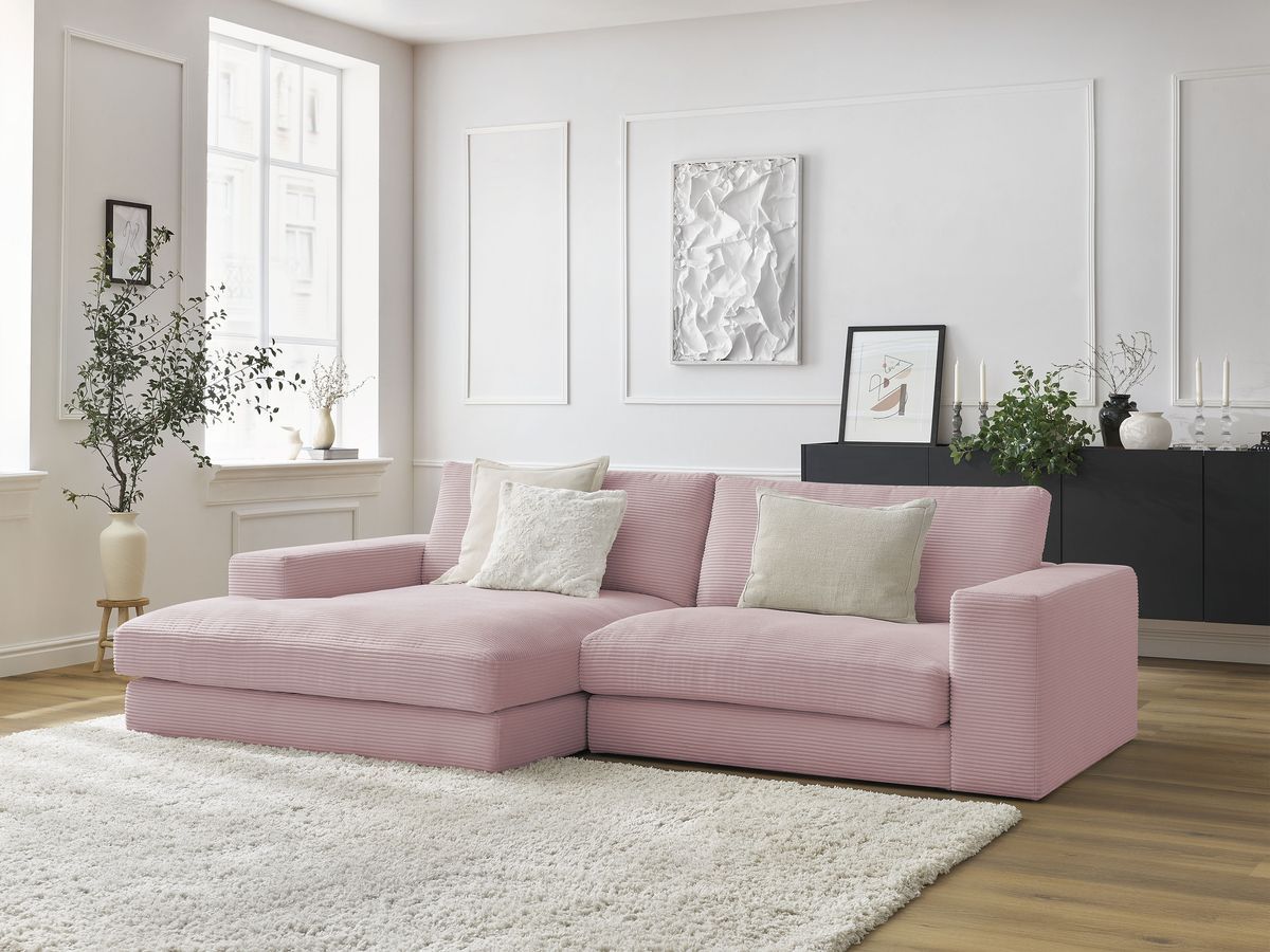 Bobochic Leonard Ecksofa 234 × 159 cm Cordsamt Violett Ecke links