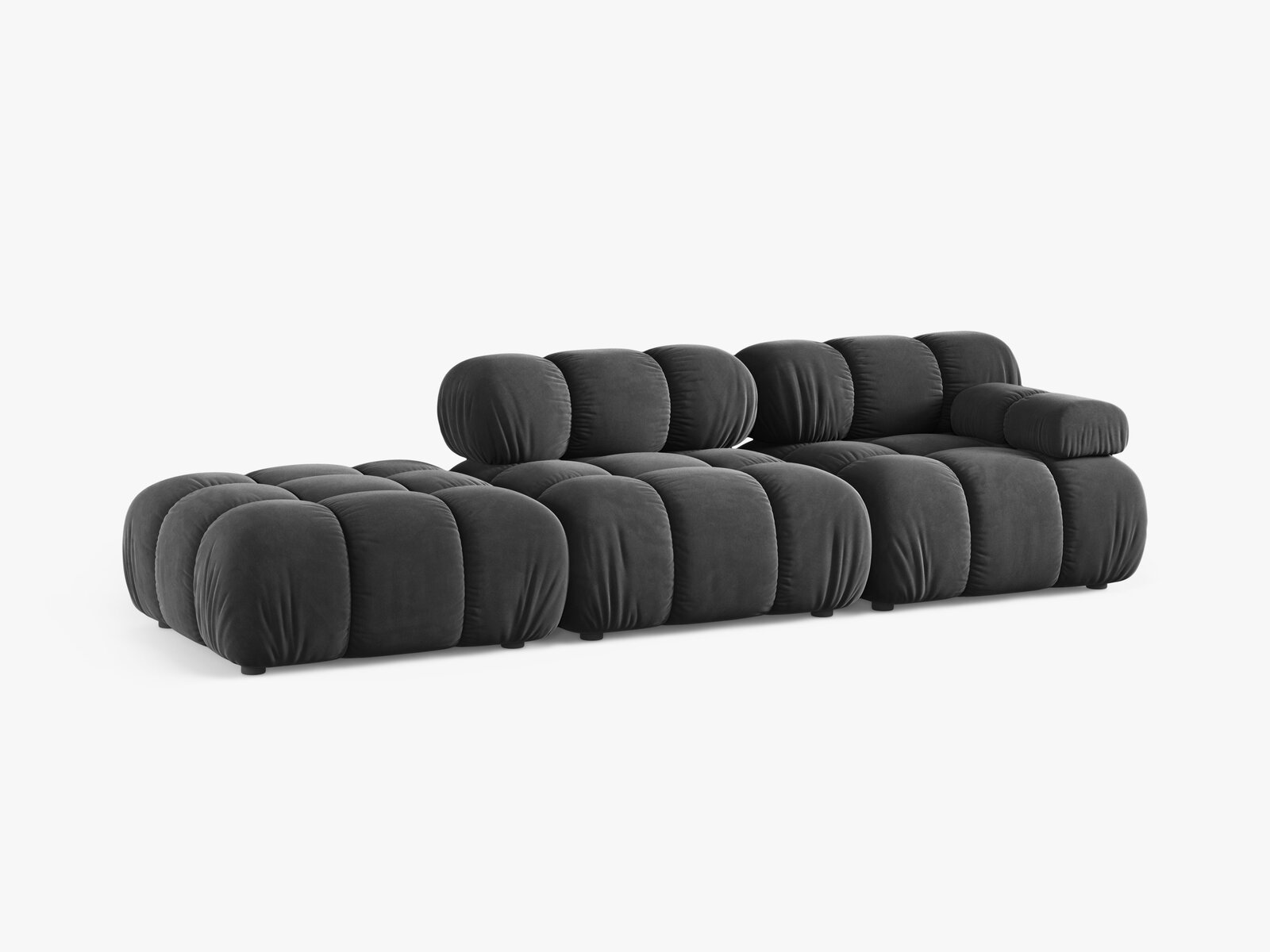 Micadoni Modulares Sofa Bellis 4-Sitzer Links Samt Venus Grau