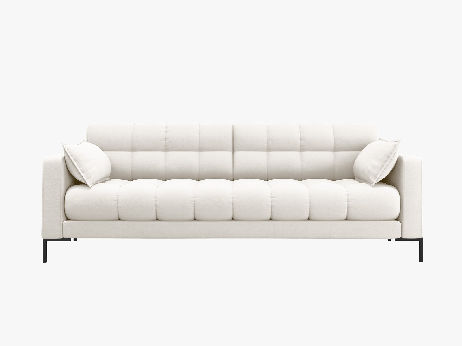 Micadoni Sofa Mamaia 4-Sitzer Strukturierter Stoff Neve Helles Beige schwarze Beine