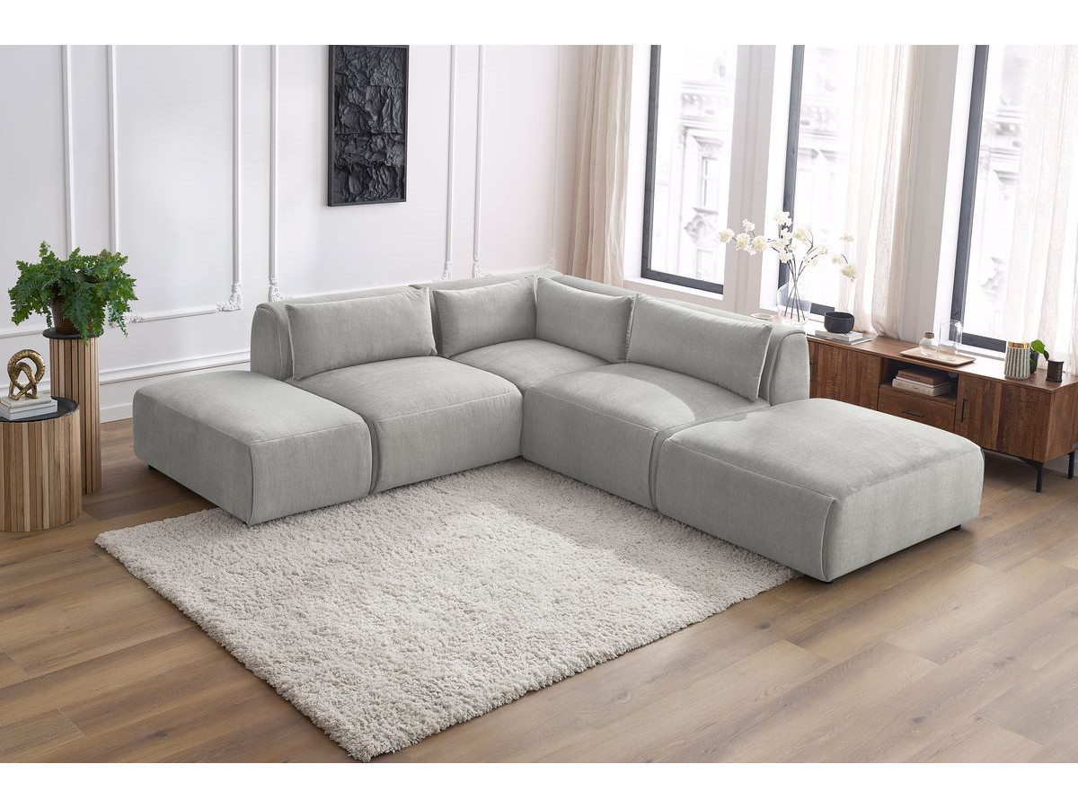 Bobochic Jeanne Ecksofa 271 × 300 cm Samt Hellgrau