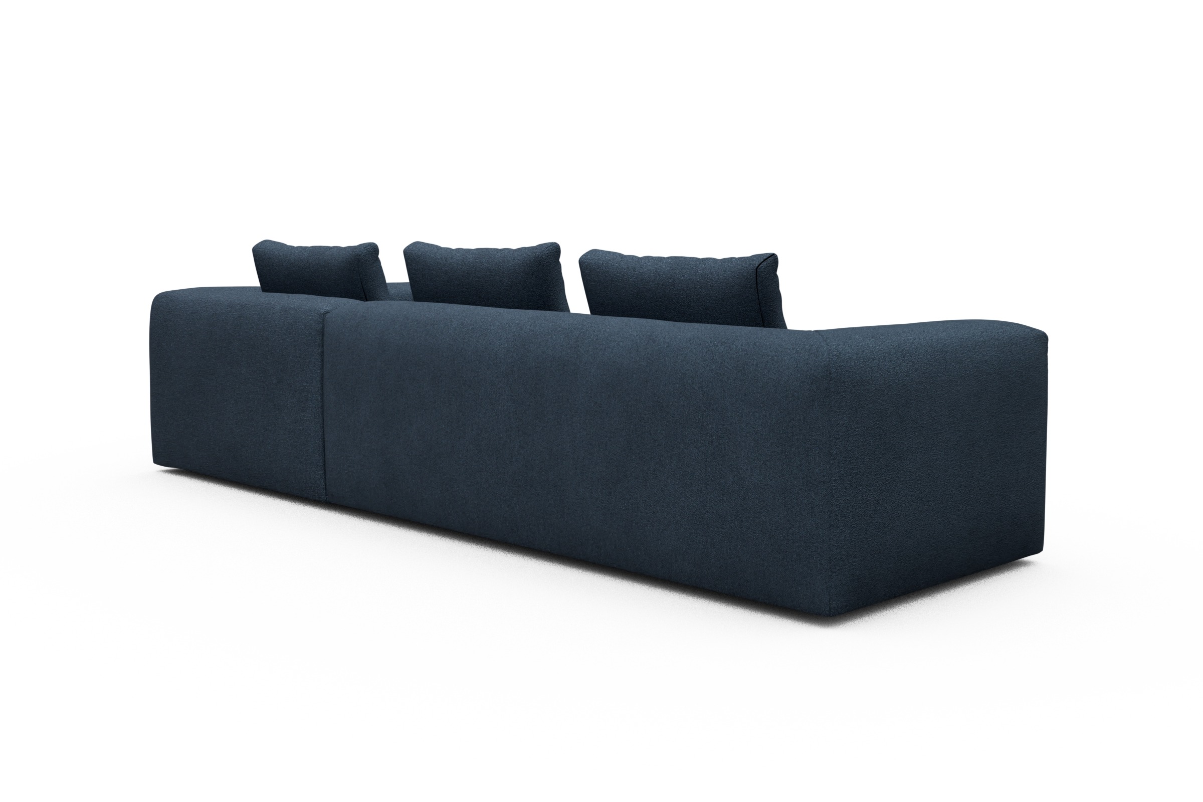 Ecksofa Fred Relax-Ecke rechts mit 2,5-Sitzer Boucle-Blue
