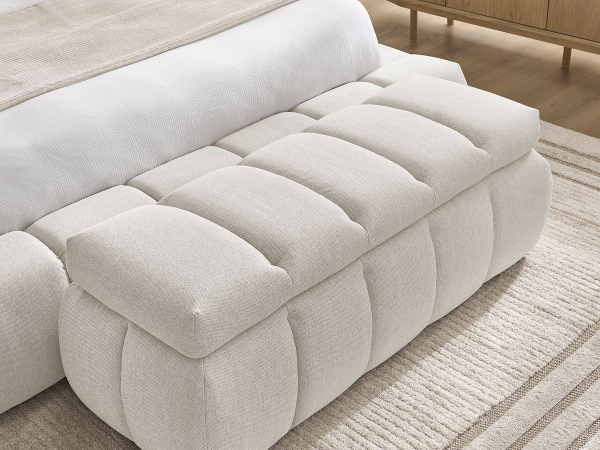 Bobochic Denali Polsterbett mit Bettkasten mit Bettbank Stoff Beige, Liegefläche 160 × 200 cm