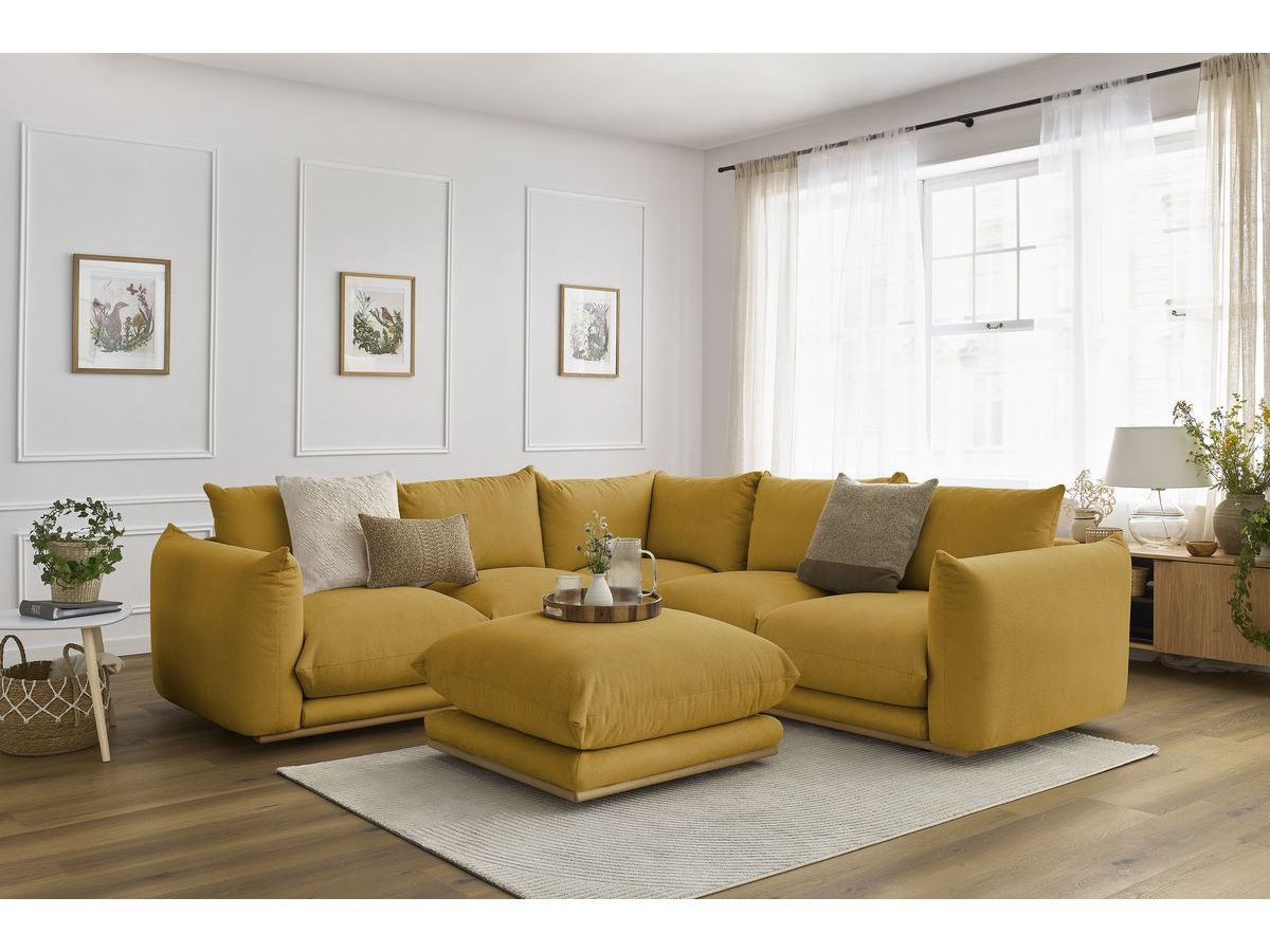 Bobochic Ernest Ecksofa mit Pouf Stoff Gelb
