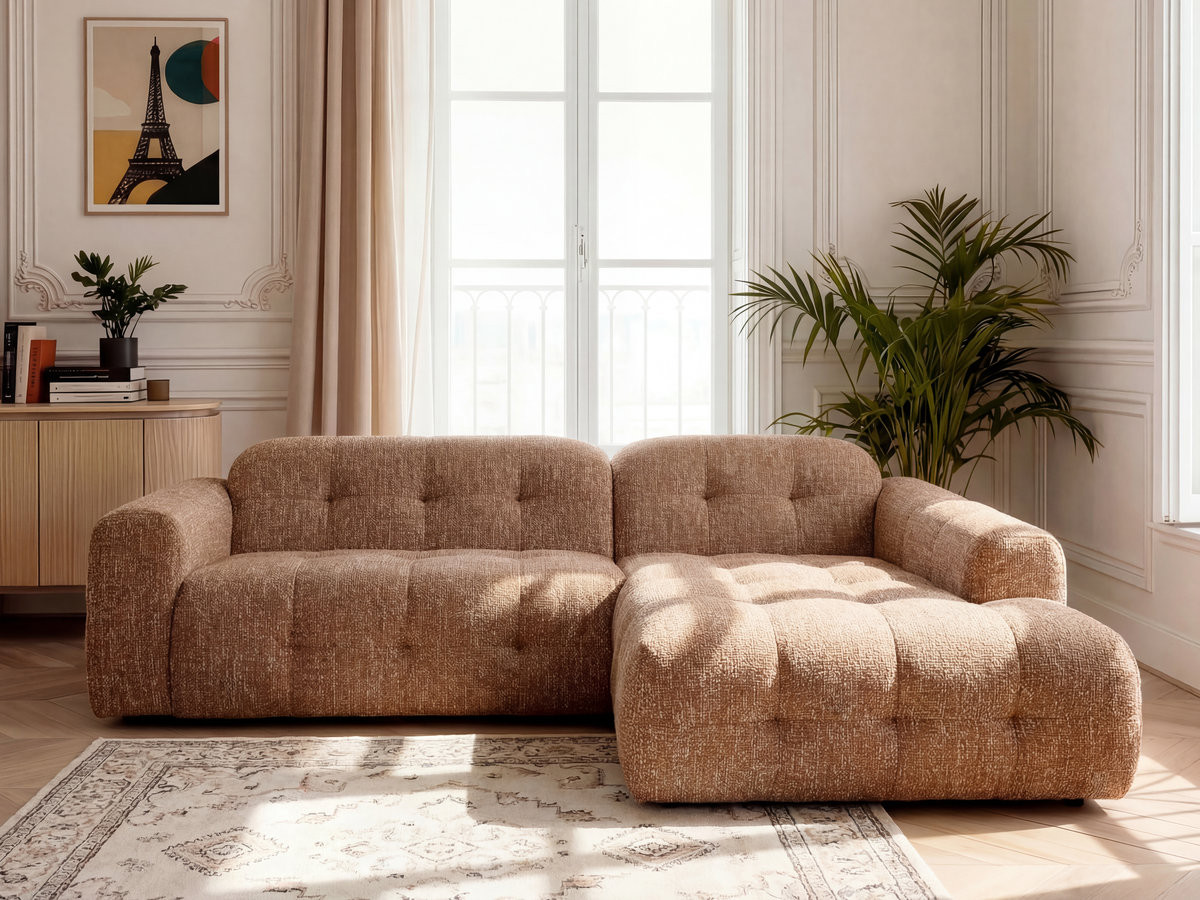 Bobochic Laura Ecksofa Melange-Stoff Orange Ecke rechts