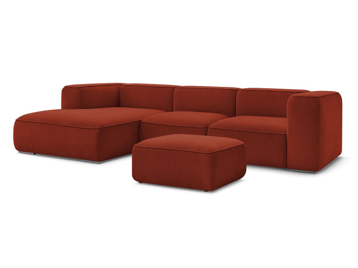 Bobochic Zephyr Ecksofa mit Pouf 349 × 165 cm Strukturstoff Orange Ecke links