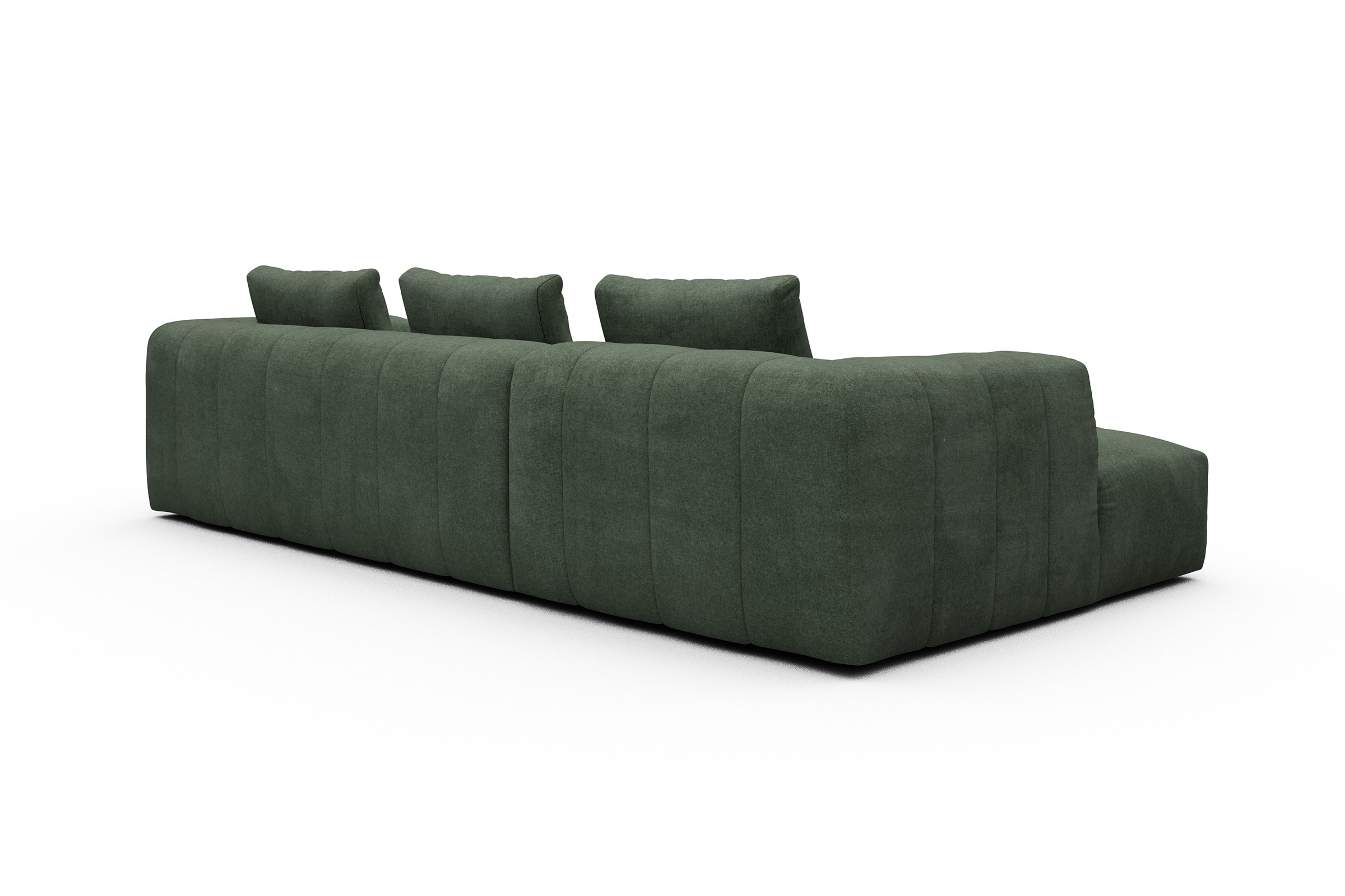 Ecksofa Hugo 2,5-Sitzer Armlehne rechts mit Chaiselongue Casone-Forest-Green