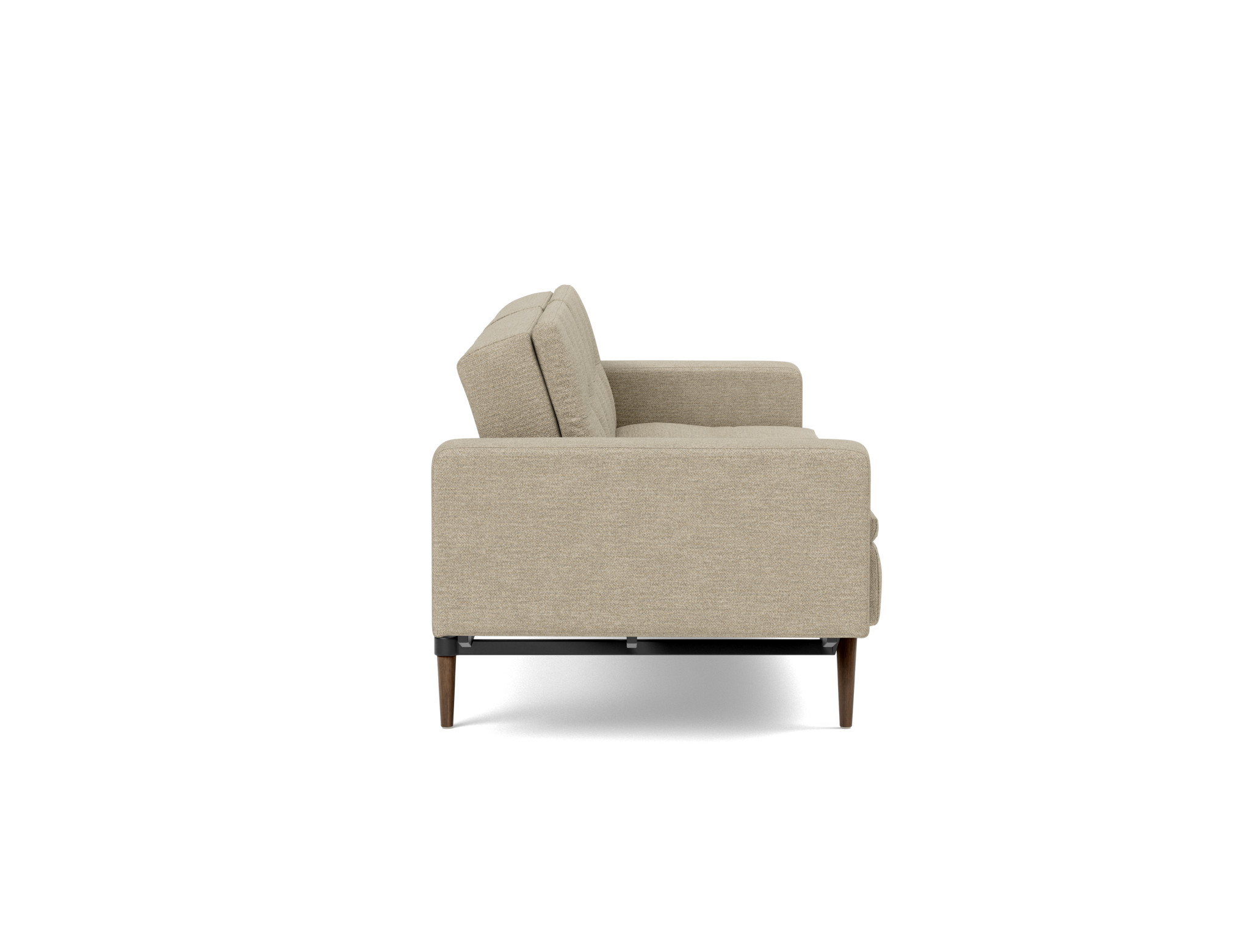 Schlafsofa Dublexo mit Armlehnen Strukturierter Stoff Taura 356-Sand Beine Styletto Eiche dunkel