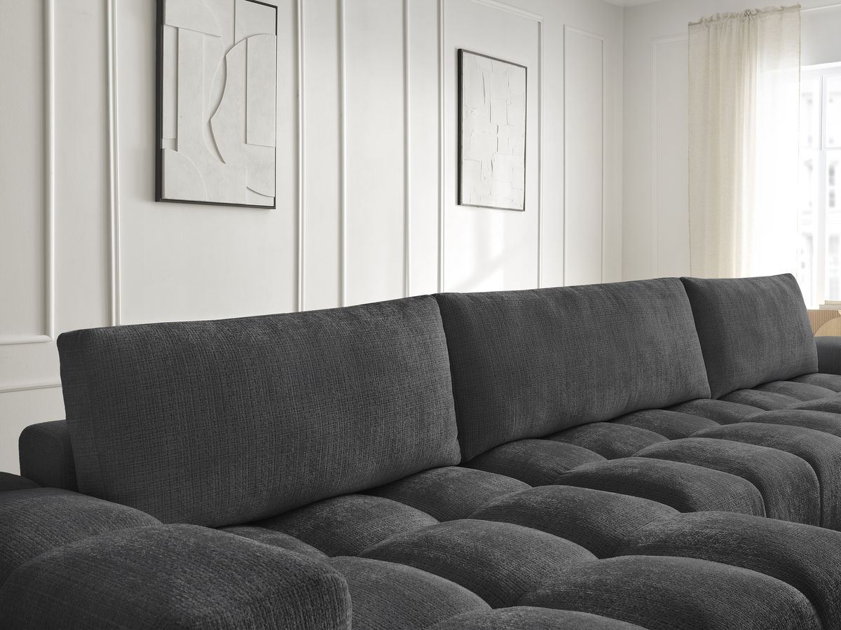 Bobochic Anakin Wohnlandschaft, 3 Kissen Strukturstoff Schwarz