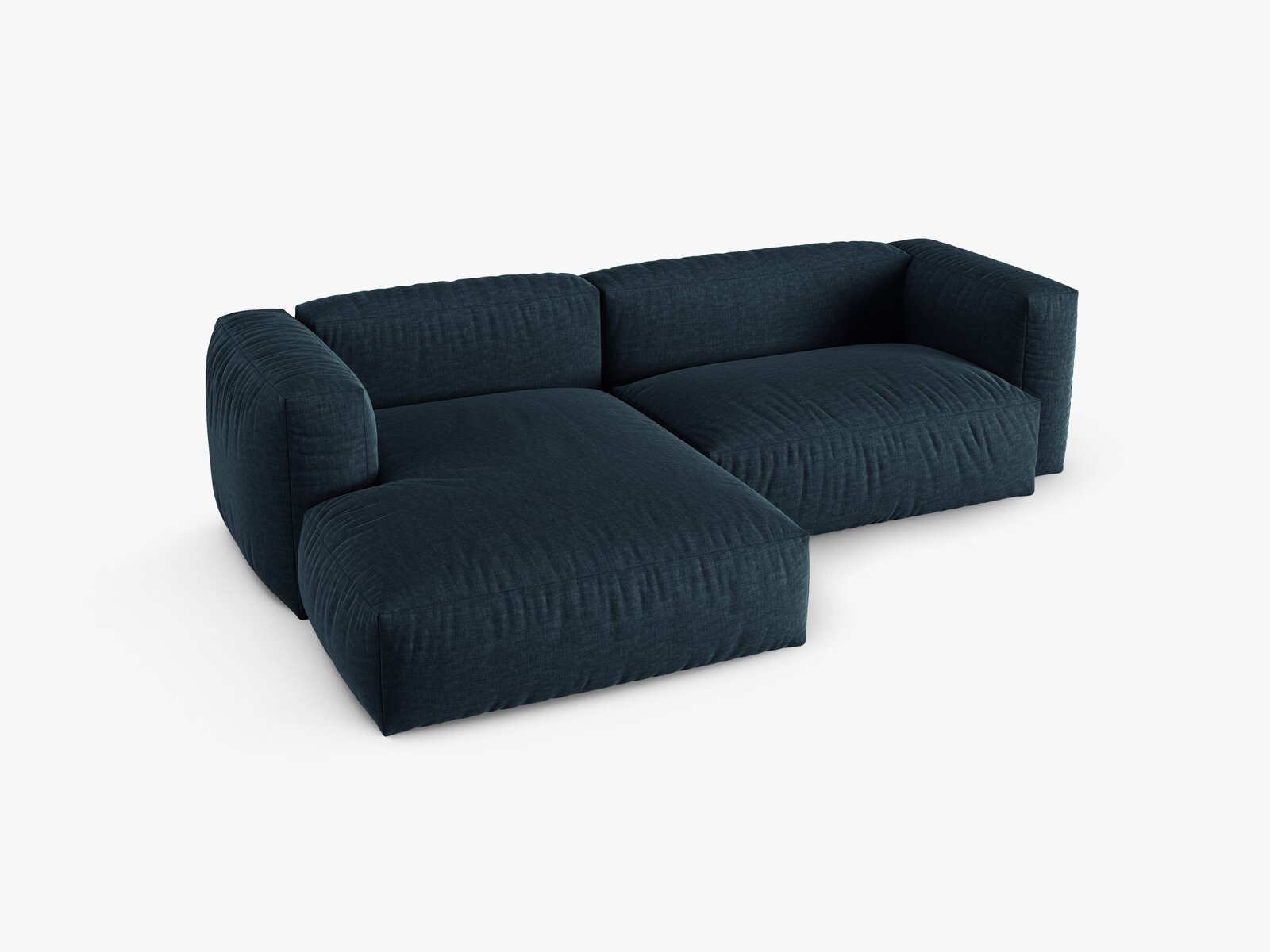 Micadoni Ecksofa Martina 2-Sitzer 90cm Sitztiefe Links Strukturierter Stoff Boston Jeansblau