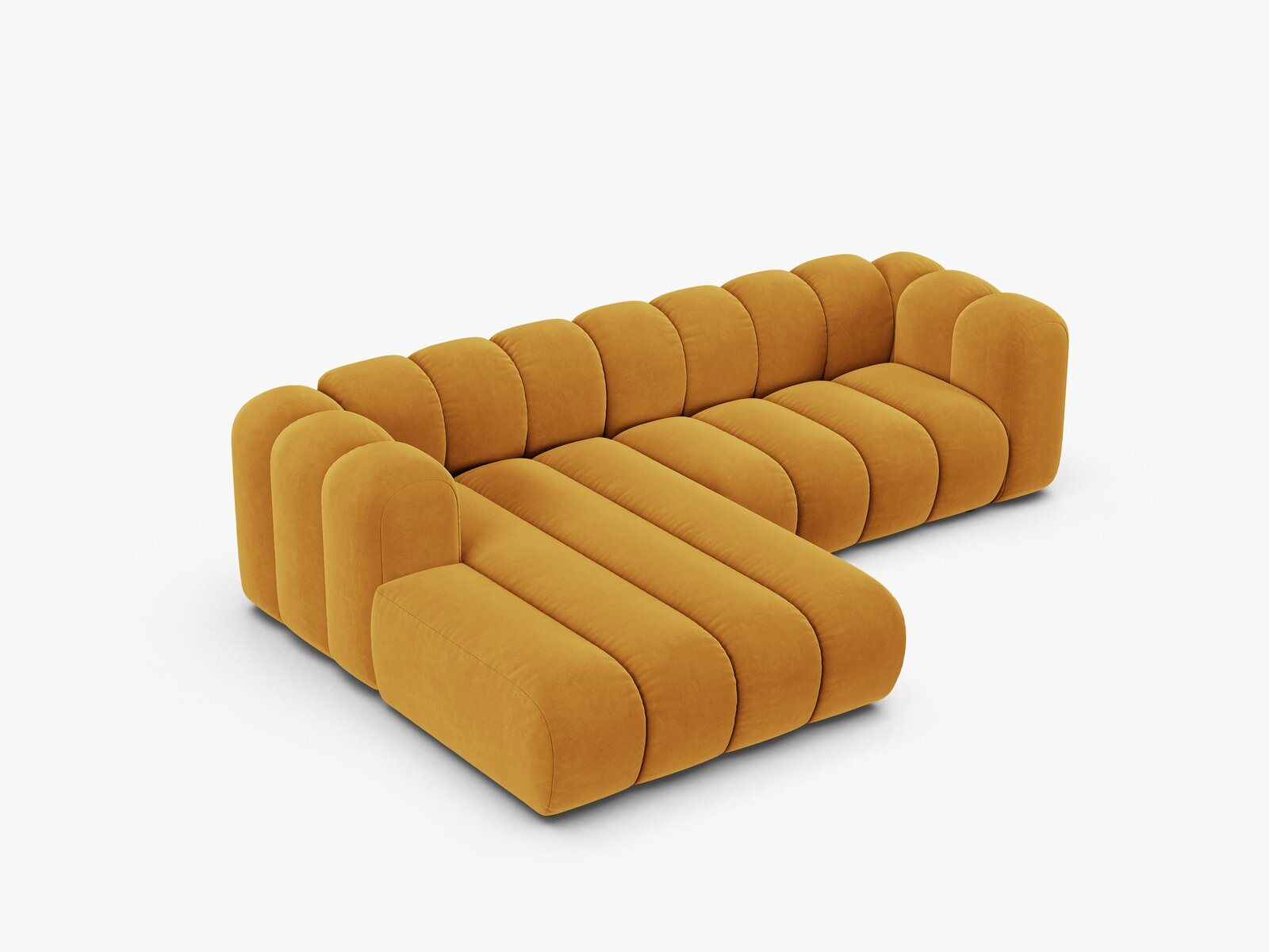 Micadoni Modulares Ecksofa Lupine 4-Sitzer mittelgroß Samt Venus Gelb Links