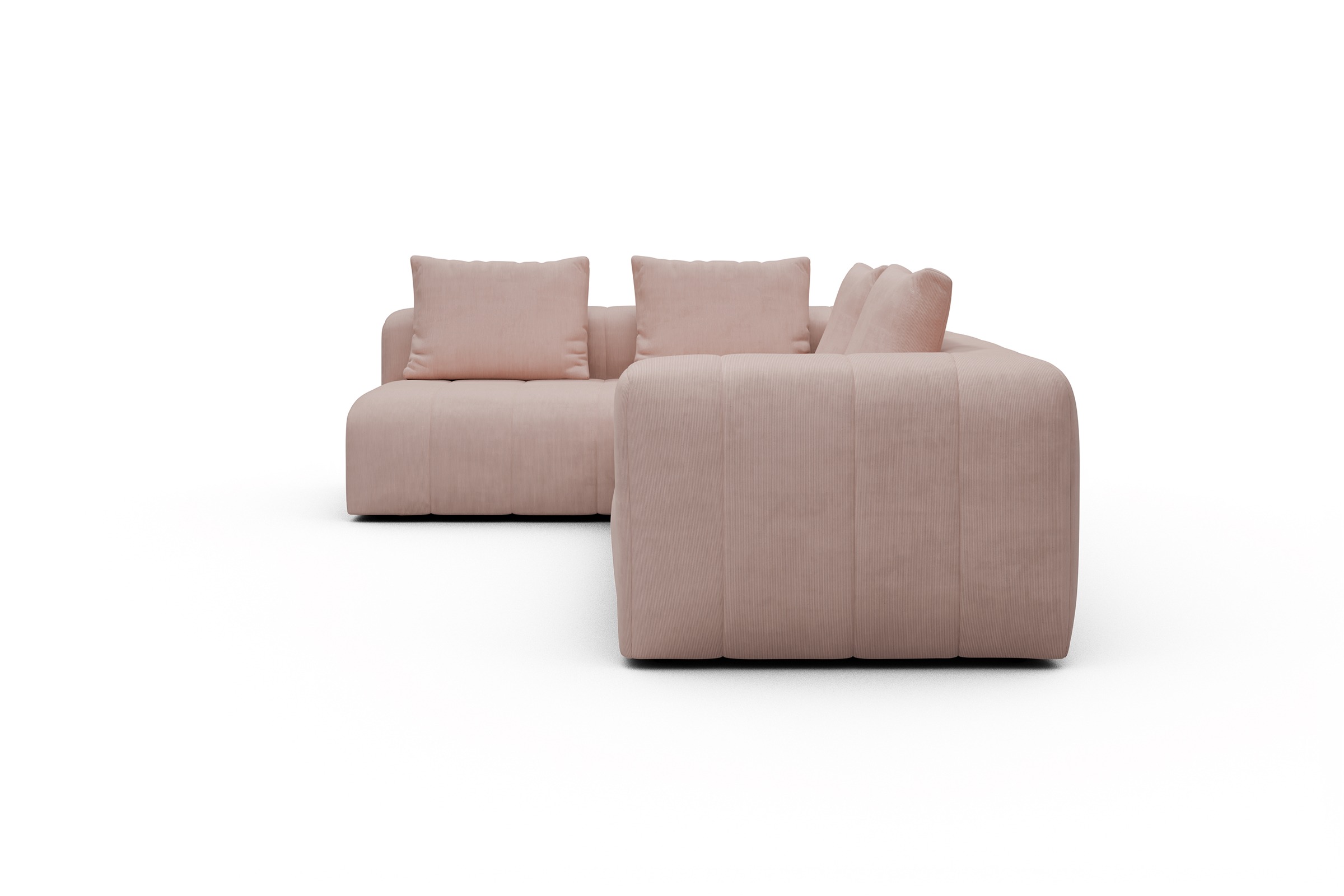 Ecksofa Hugo 2x 2,5-Sitzer Armlehne rechts Cordufine-Blush