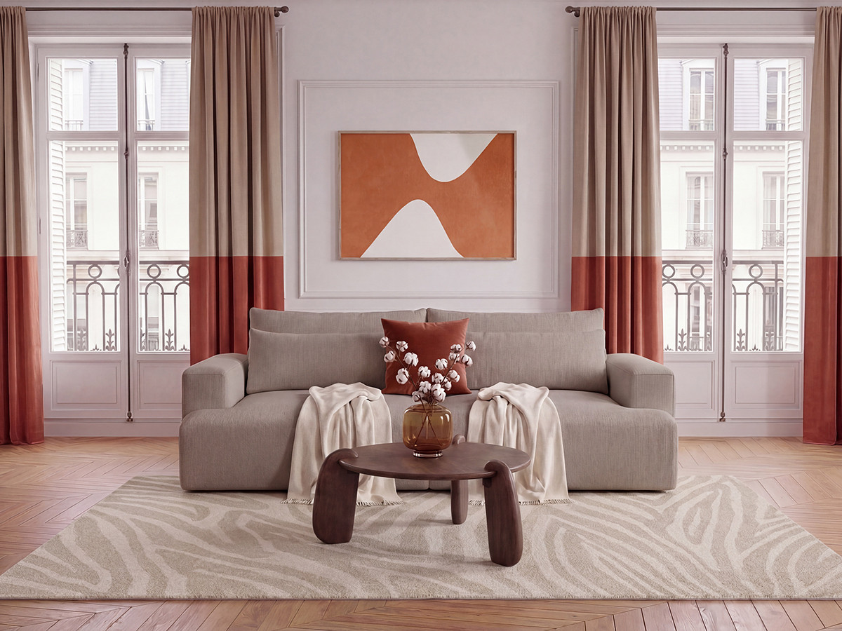 Bobochic Twiny Sofa 3-Sitzer Stoff Taupe