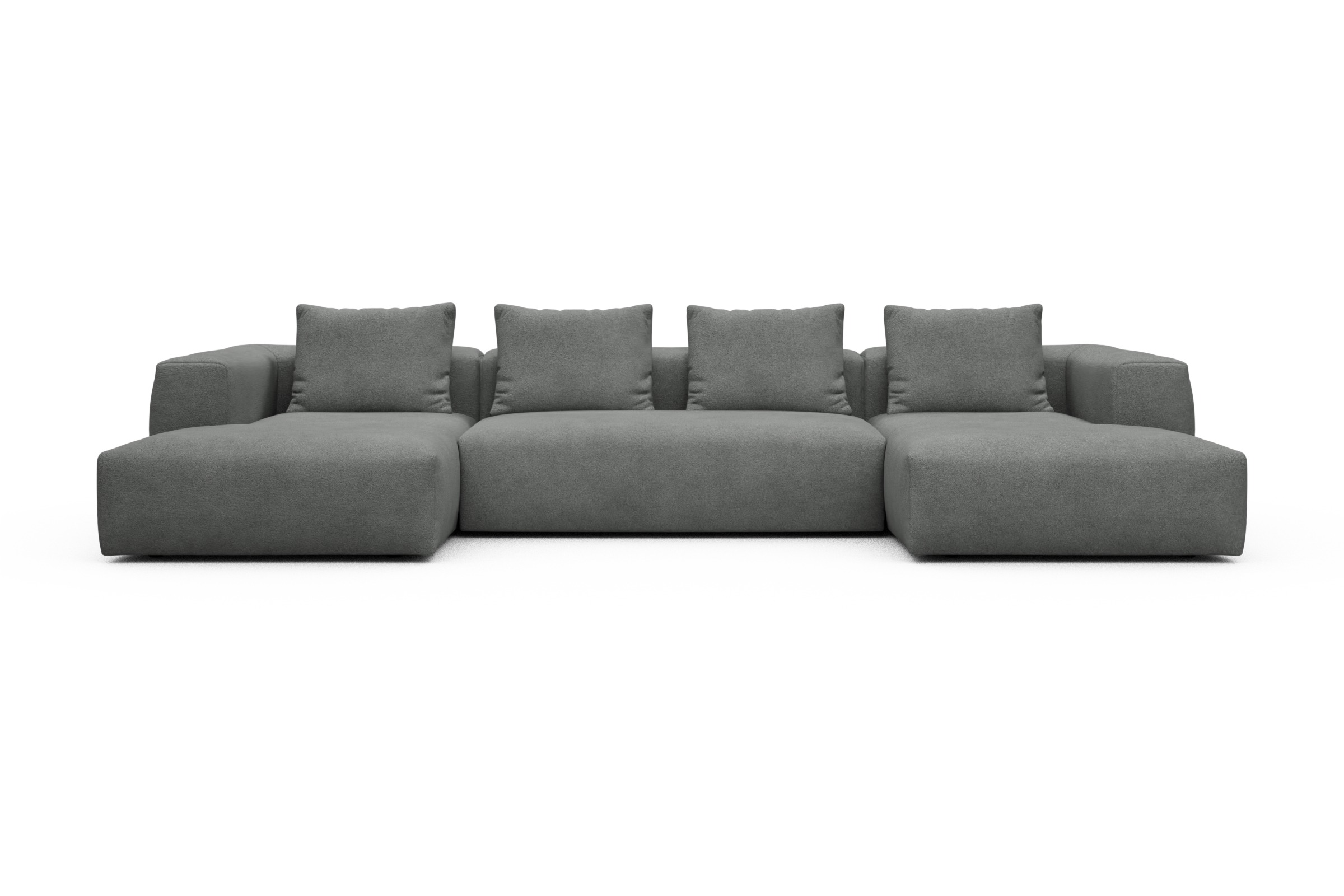 Skandi Home Wohnlandschaft Fred mit 2-Sitzer und Chaiselongue beidseitig Boucle-Ash-Grey moebelfaktor