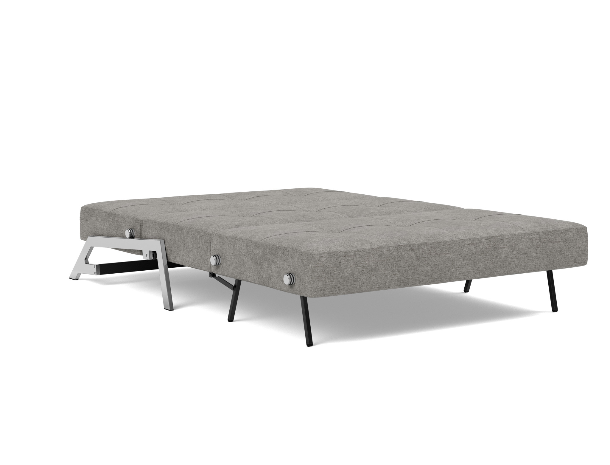 Schlafsofa Cubed 140 Flachgewebe Avella 282-Warm-Grey Beine Chrom