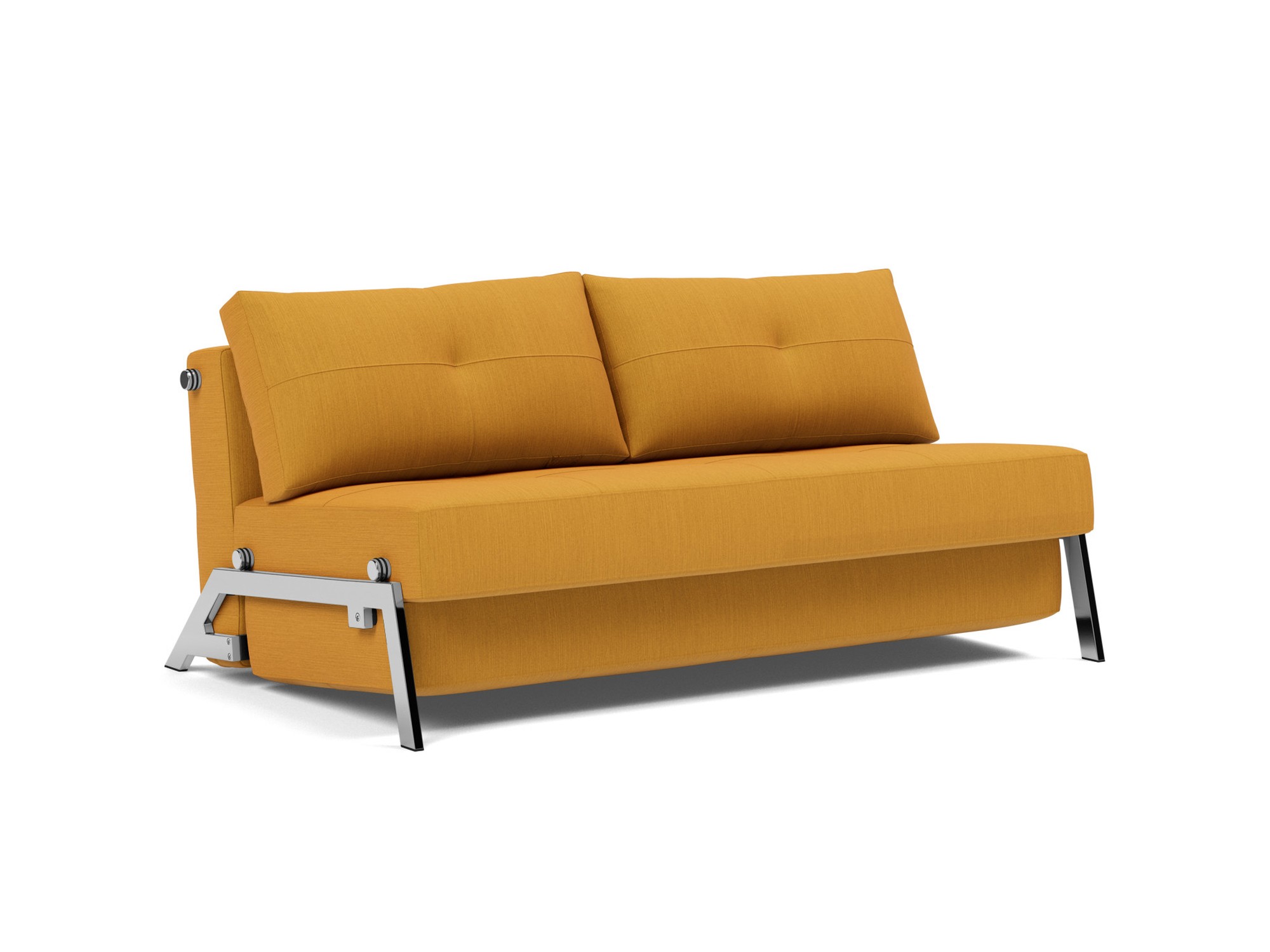 Schlafsofa Cubed 160 Flachgewebe Elegance 507-Burned-Curry Beine Chrom
