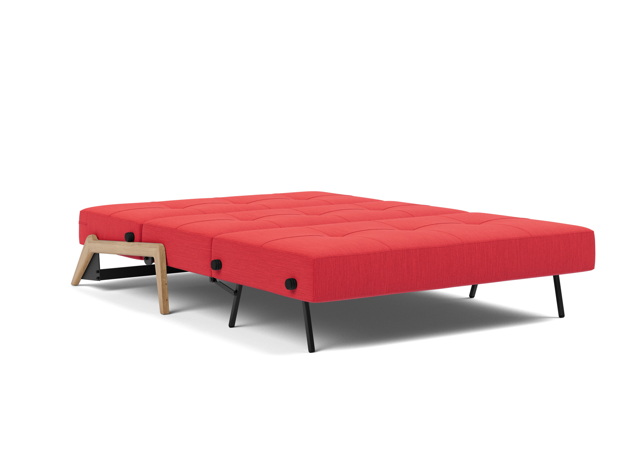 Schlafsofa Cubed 140 Flachgewebe Elegance 511-Red Beine Eiche