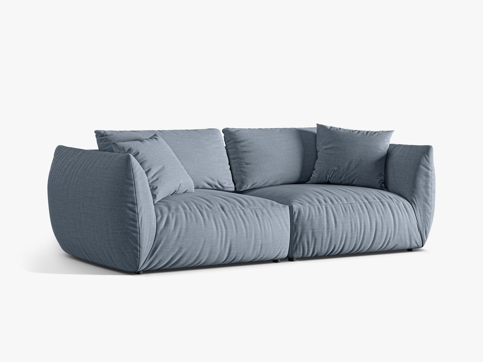 Micadoni Sofa Chris 4-Sitzer Strukturierter Stoff Gedämpftes Blau