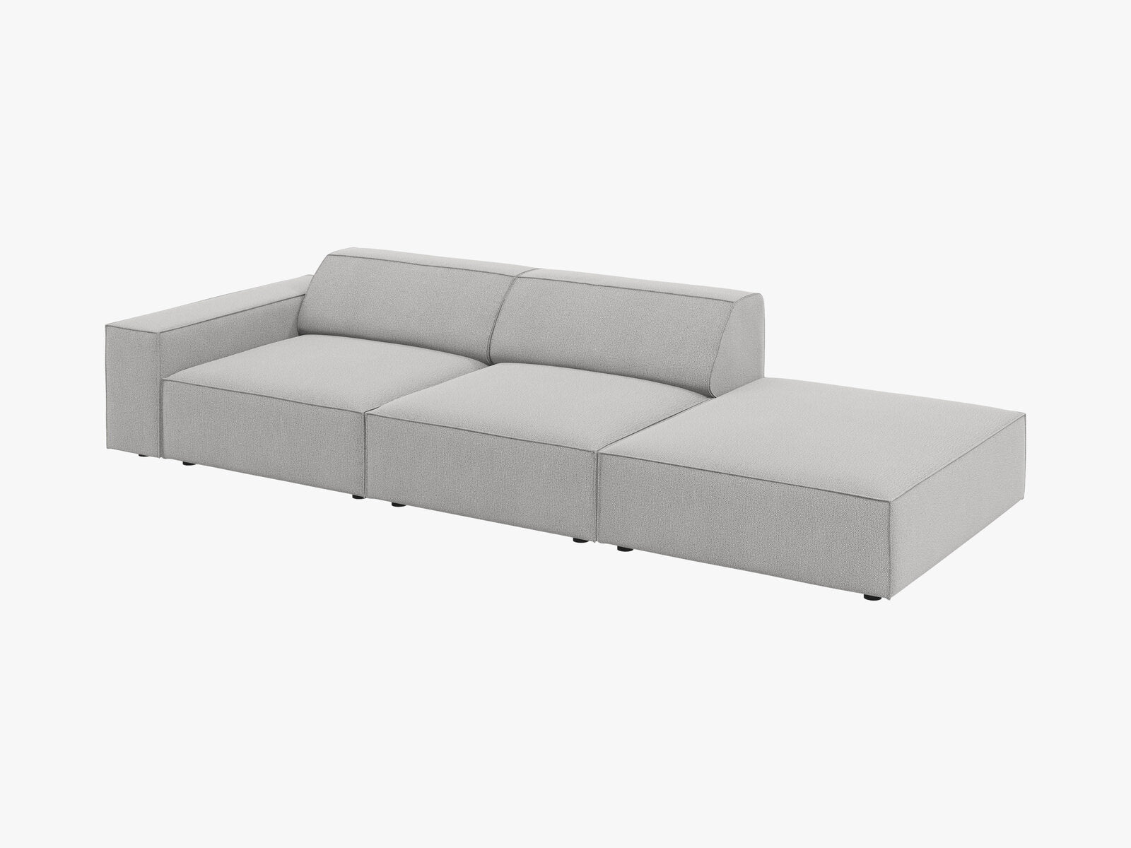 Micadoni Sofa Jodie 3-Sitzer Rechts Strukturierter Stoff Megan Hellgrau