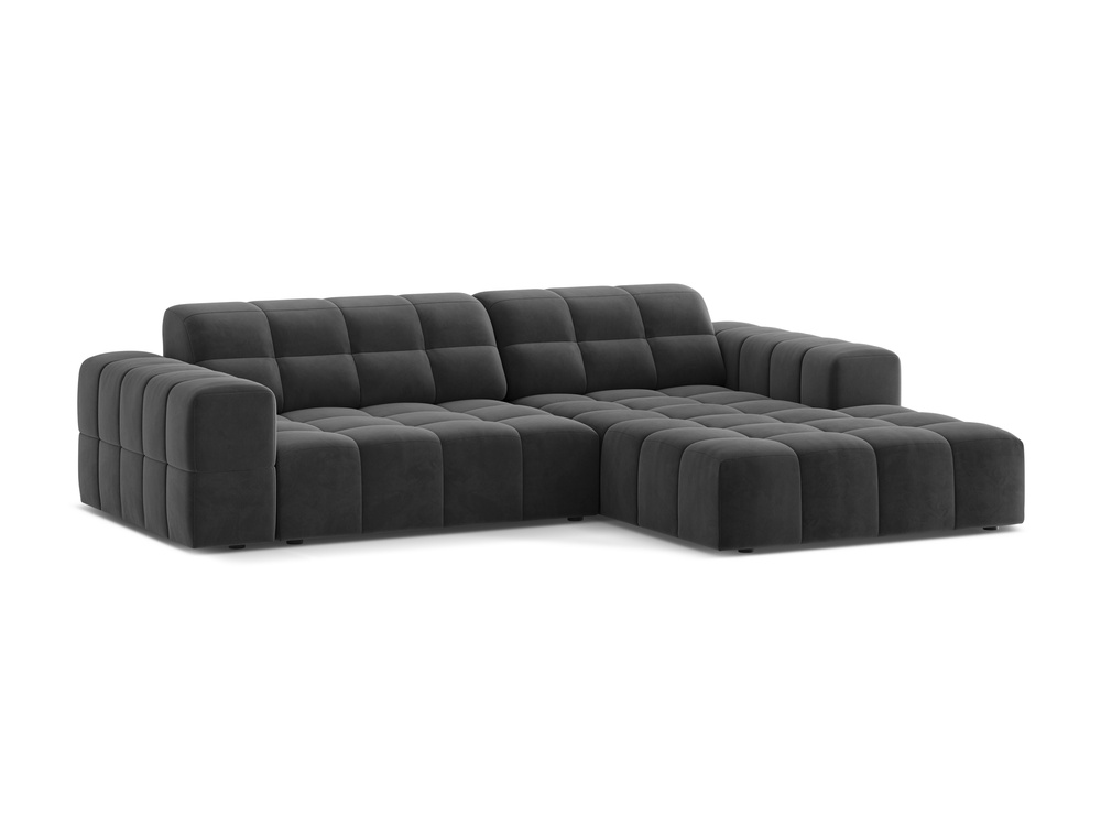 Cosmopolitan Design Ecksofa Chicago 3-Sitzer Samt Venus Grau Rechts