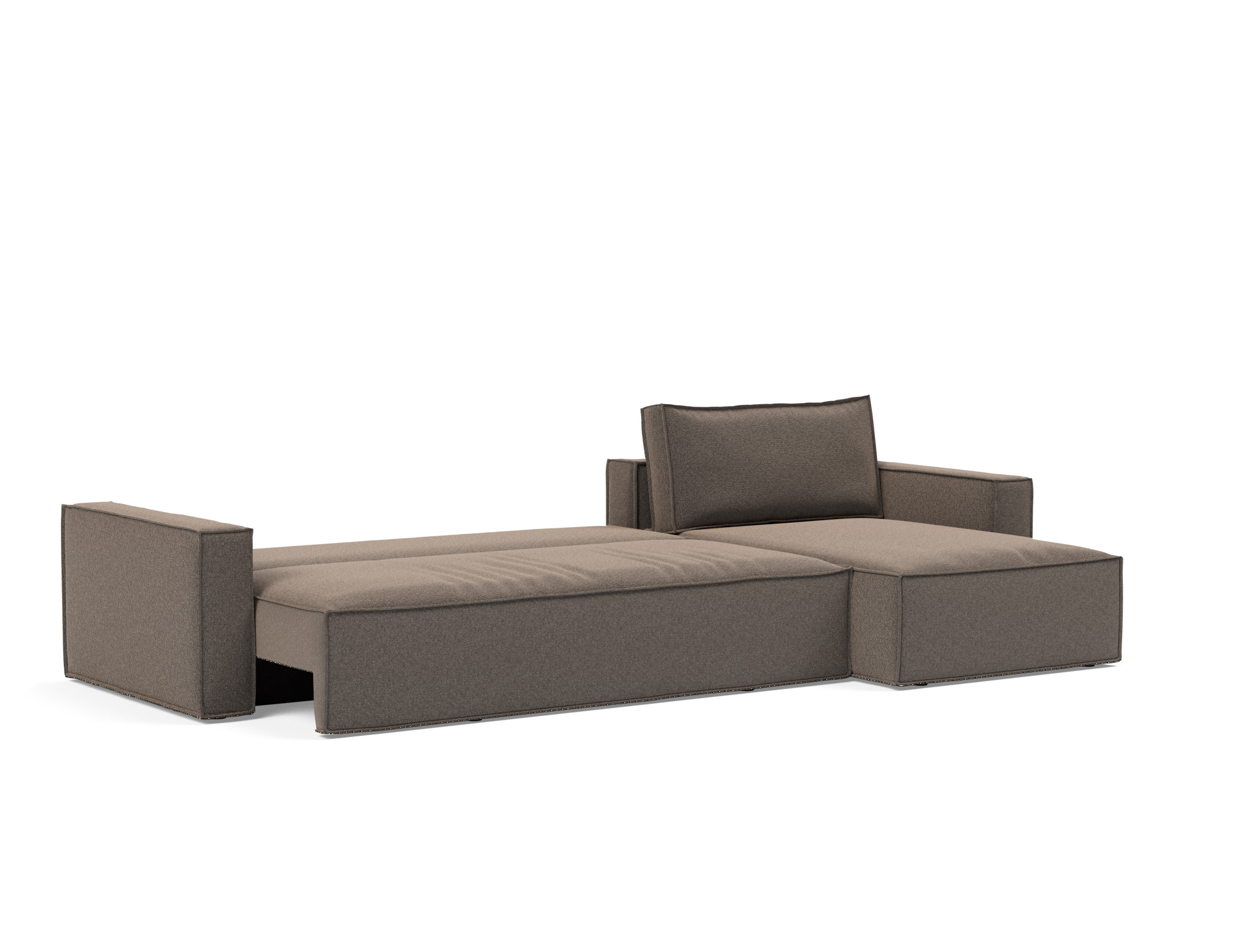 Schlafsofa Newilla mit Chaiselongue Boucle Skandi 530-Taupe