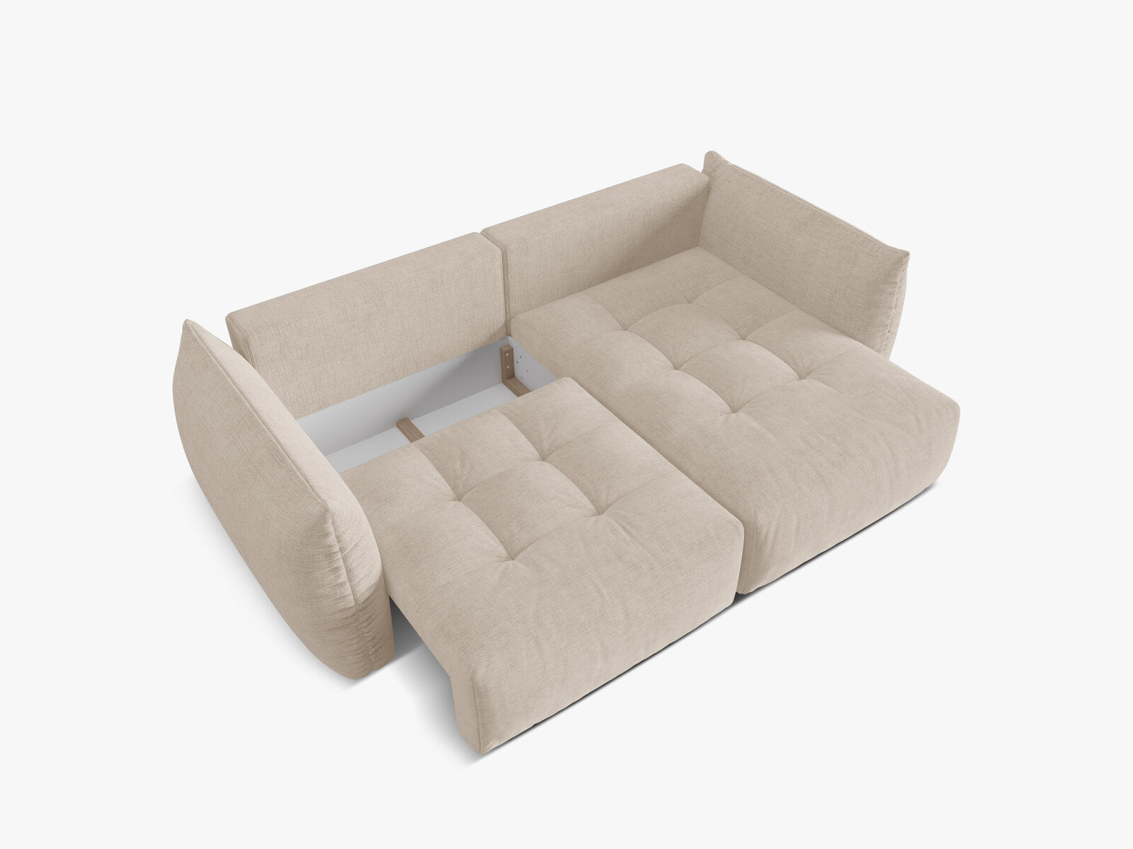 Micadoni Bloom Ecksofa 3-Sitzer mit Schlaffunktion Rechts Strukturierter Stoff Wind Helles Beige