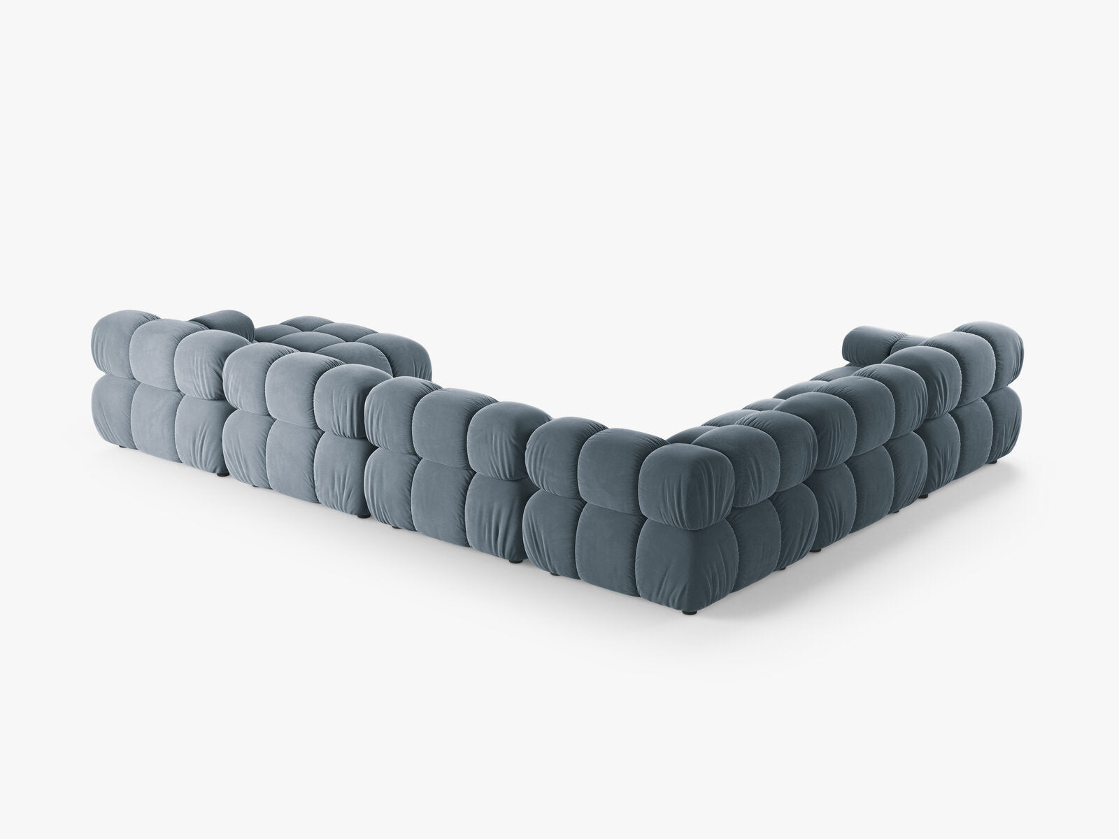 Micadoni Modulares Panorama Ecksofa Bellis 8-Sitzer Links Samt Bluvel Hellblau